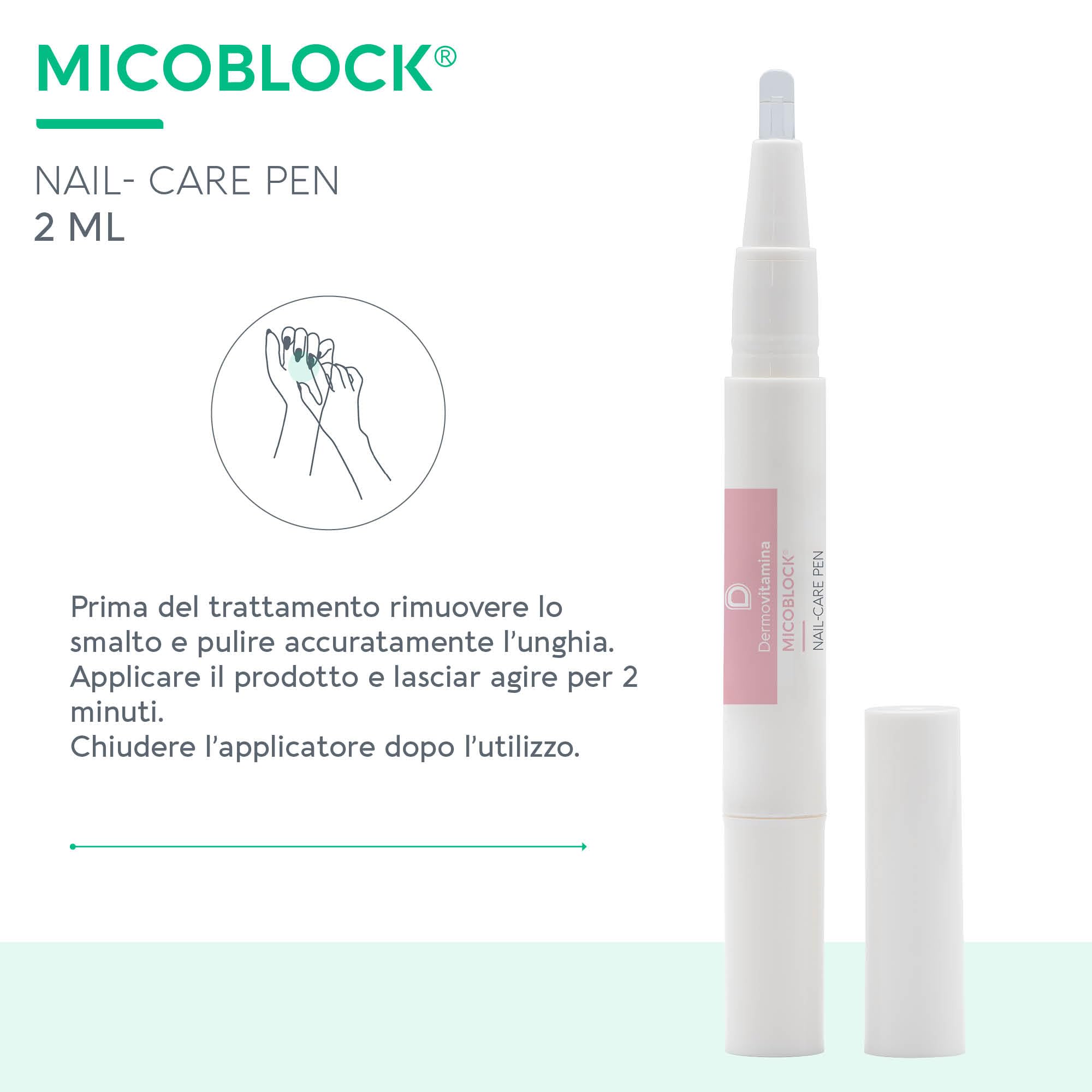 Dermovitamina Micoblock Nail Care Pen - Per Unghie e Cuticole - Contro lo Sfaldamento - Rinforzante Unghie Fragili - Con Cheratina e Acido Ialuronico - 2 ML