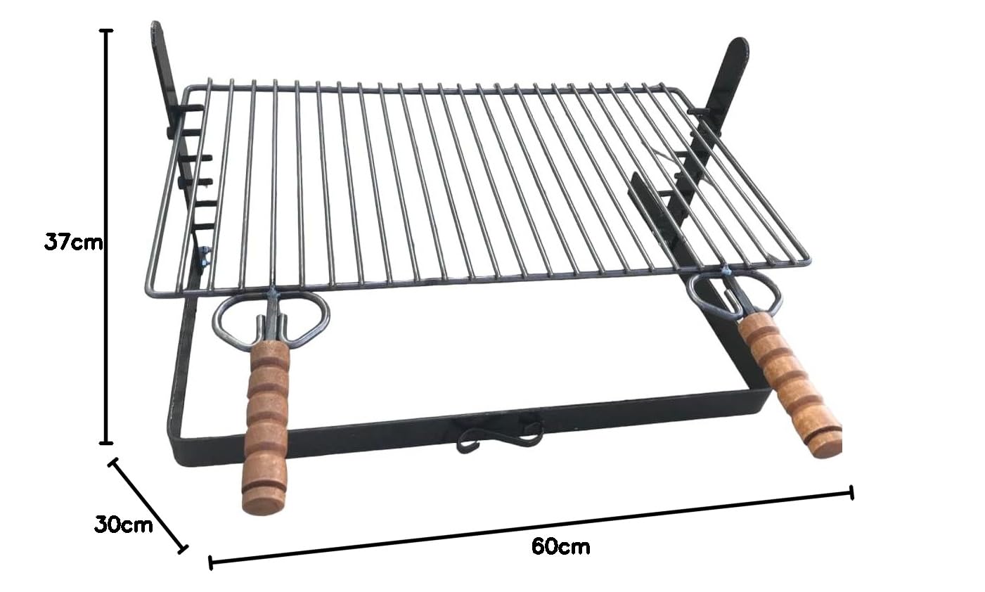 GRIGLIA PER BARBECUE IN FERRO GRATICOLA PESANTE 60x38CM REGOLABILE IN ALTEZZA