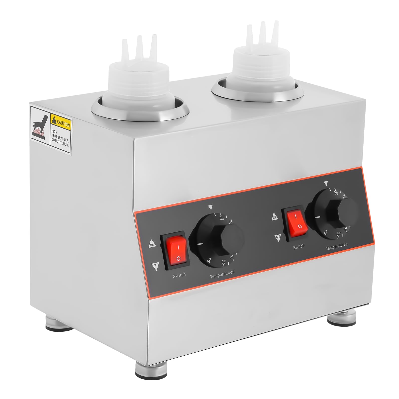 Electric Sauce Warmer Dispenser, 320W 2-Bottles Commercial Electric Sauce Warmer, Cheese Hot Fudge Dispenser, Jam Heat Preservation Machine, Single Bottle 0.14Gal