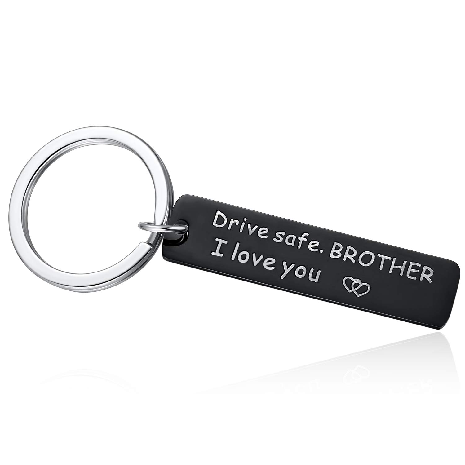 Drive Safe Keychain for Brother From Sister - Brother I Love You Keyring for Trucker Stocking Stuffer Brother Gifts, Black
