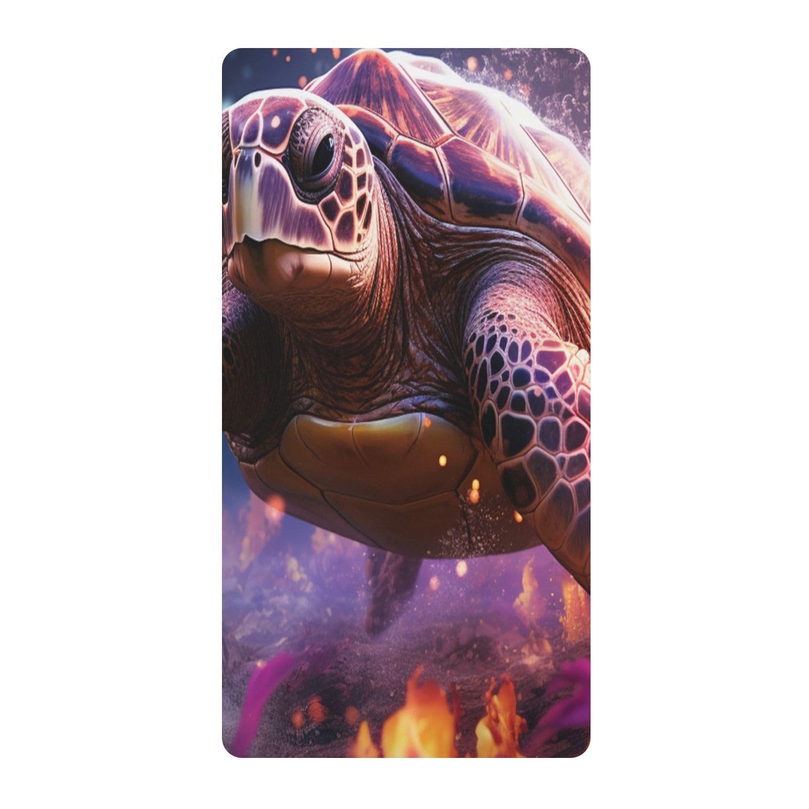 Angry Sea Turtle Purple Fire Toddler Crib Sheet Soft Cotton Baby Play Sheets Fitted for Mattress Playard