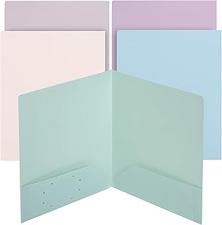 Mr. Pen- Plastic Folders with Pockets, 5 pcs, Muted Pastel Colors, 2 Pocket Plastic Folders, File Folders with Pocket