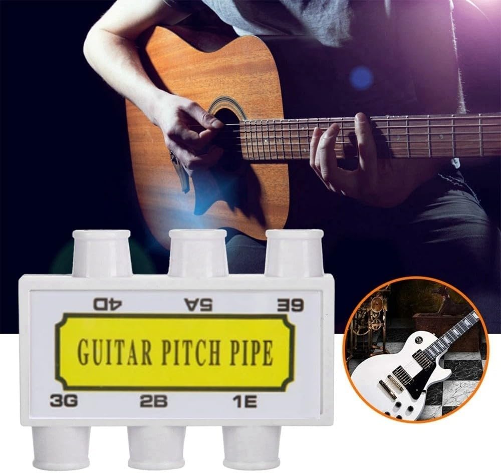 Guitar Pitch Pipe 6 Tones – Tuner Pitch Pipe E B G D A E Hand-Tuned Brass Reeds for Acoustic Guitar Tuning,Portable ABS Case with Ribbed Blowpipe