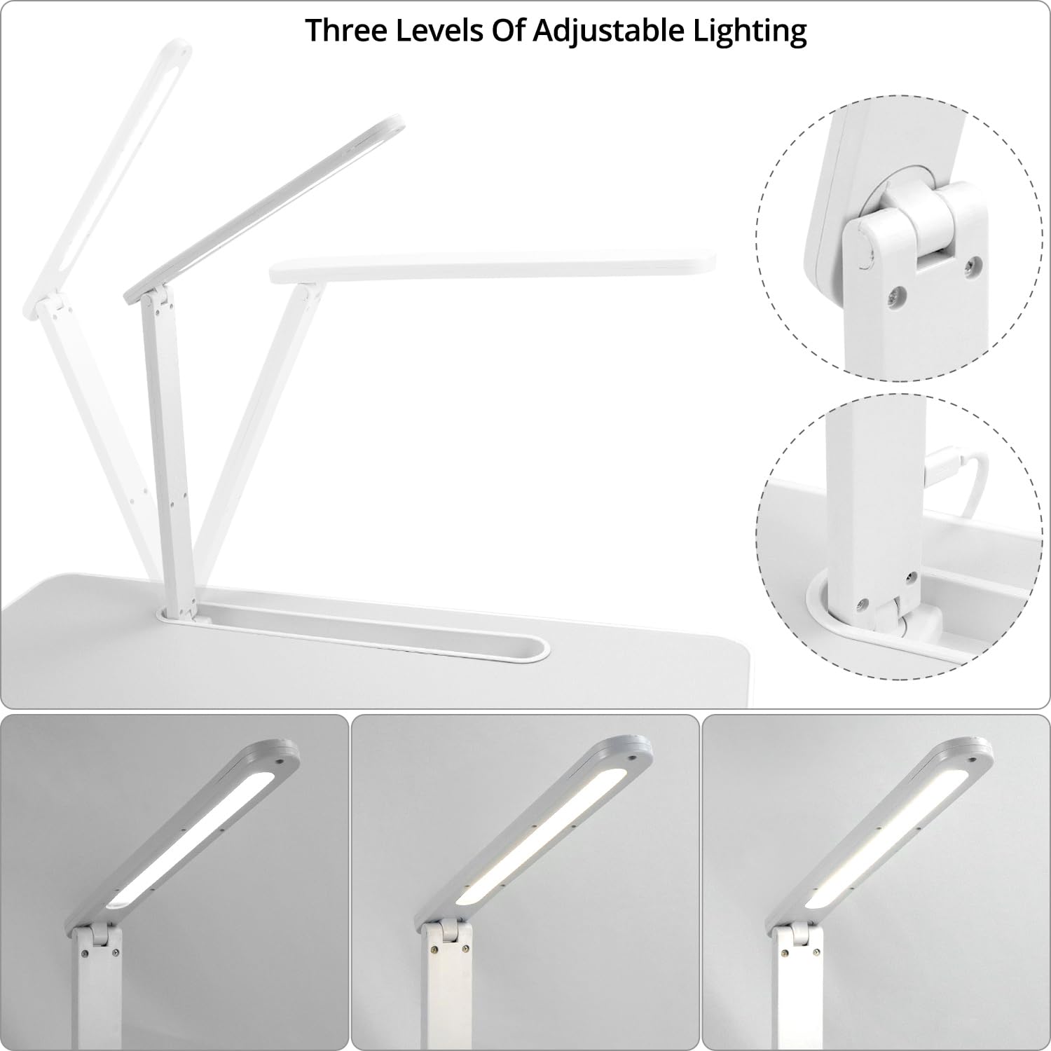 QWORK Table de lit pour Ordinateur Portable Pliable avec Tiroir et Lampe LED, Angle réglable en Hauteur, 60 x 40 cm