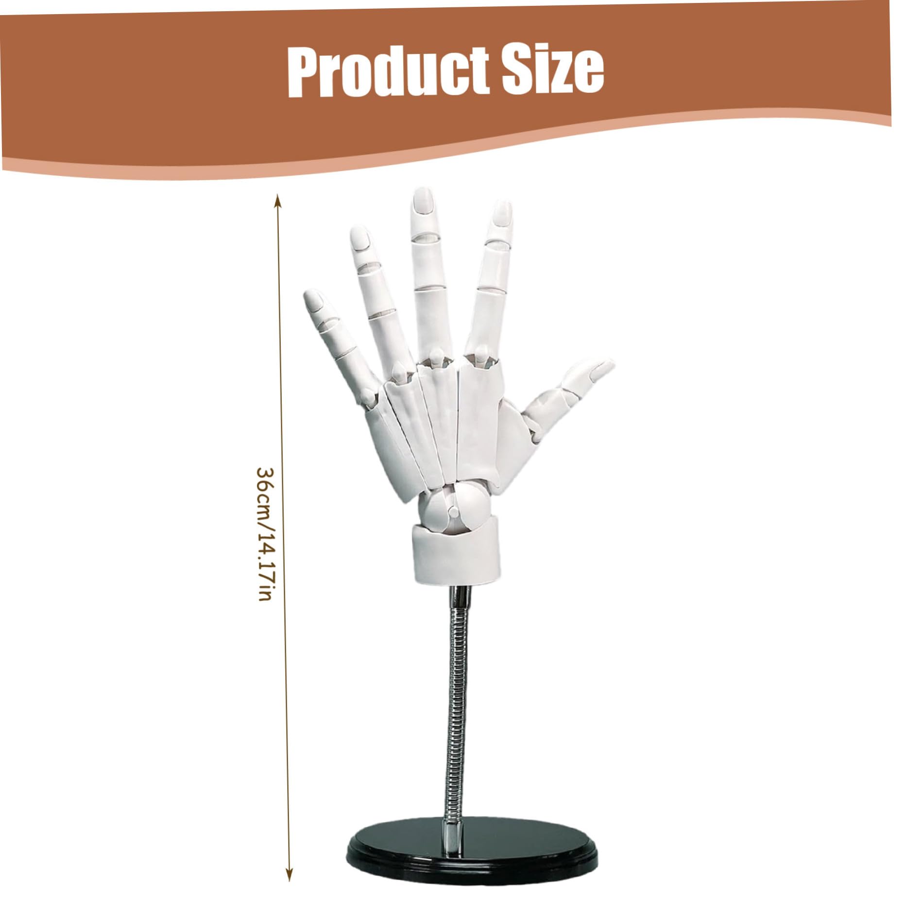 Main articulée 1:1 8x14 Pouces modèle Main Gauche avec Joint et Base Mobiles modèle en PVC Convivial pour Le Dessin, la Peinture, l'esquisse, Blanc et &