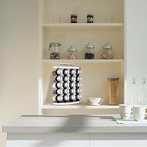 Miniatura 7 de Estante de condimentos de 5 niveles, organizador de especias con 20 tarros de especias vacíos, ideal para encimera y gabinete