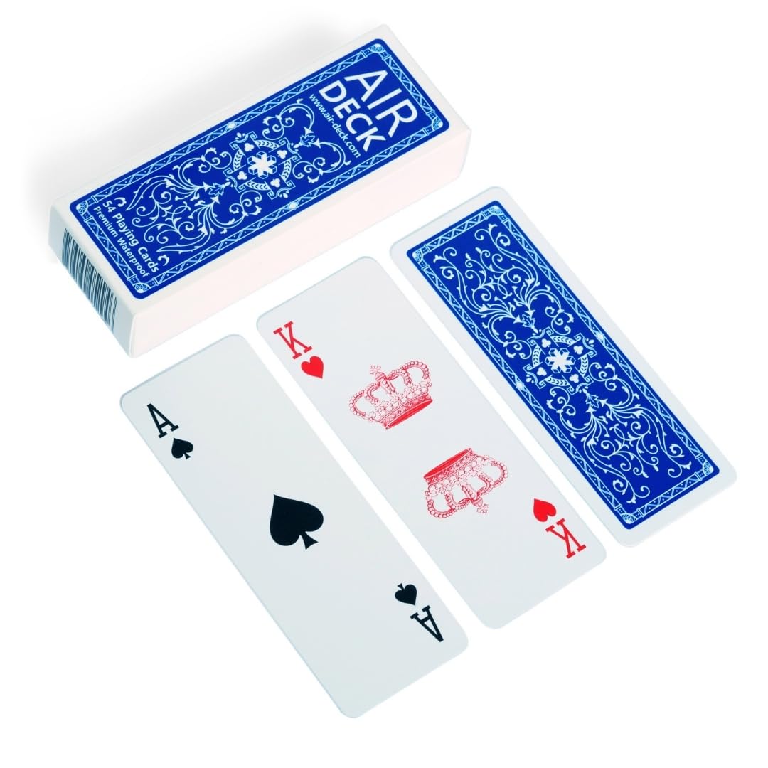Air Deck - Lightweight and Compact Travel Playing Cards - 54 Cards, Holiday Card Game (Classic Blue)