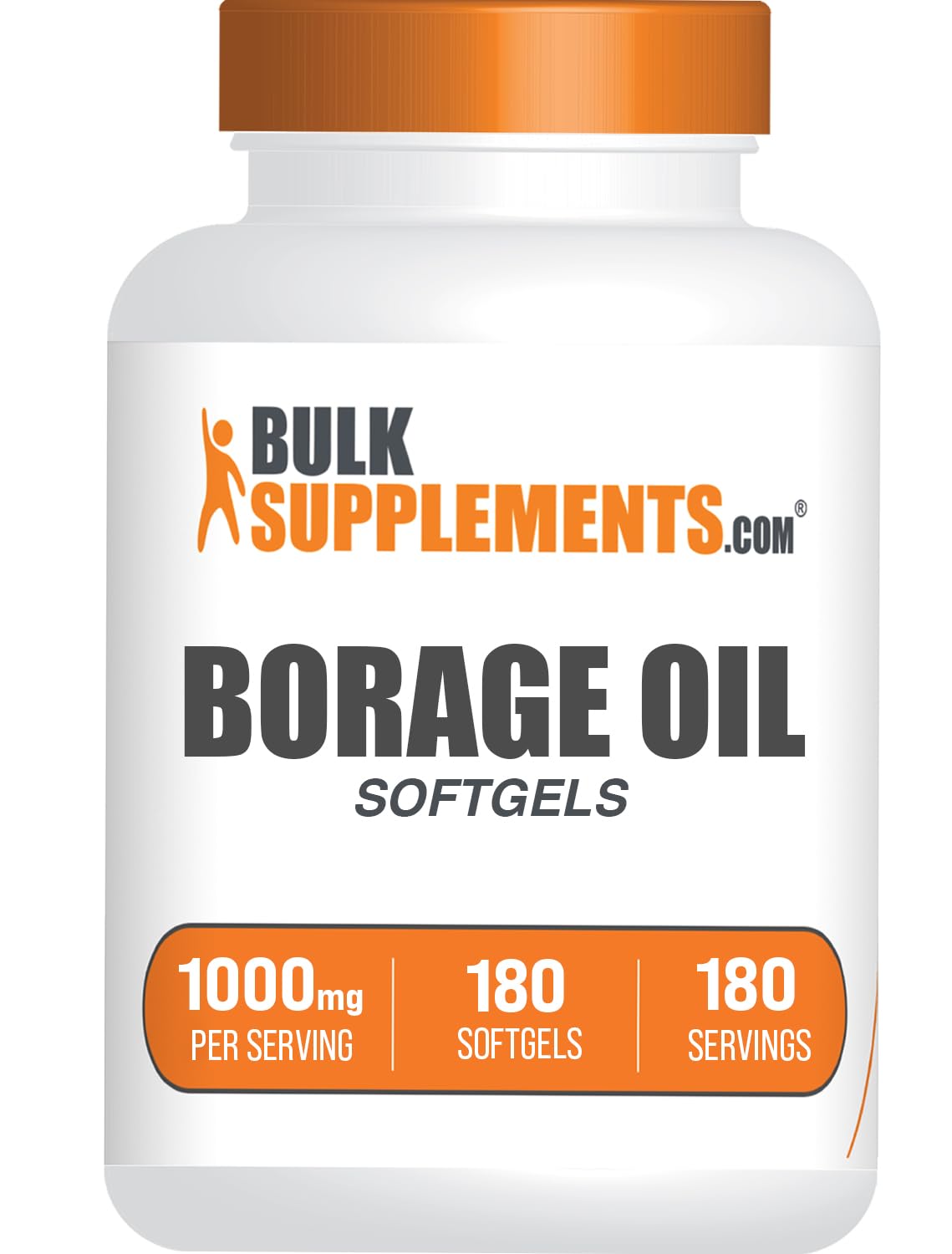 BulkSupplements.com Borage Oil Softgels - Gamma Linolenic Acid Supplement, Borage Oil Supplements, Borage Oil 1000mg - Gluten Free, 1 Softgel per Serving, 180 Count (Pack of 1)