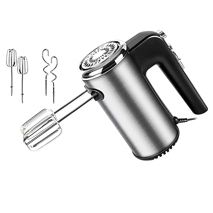 SKYTONE 300-Watt Hand Mixer Beater Blender Electric Cream Maker for Cakes with Base 5 Speed Control | 2 Stainless Steel Beaters| 2 Dough Hooks With Stand