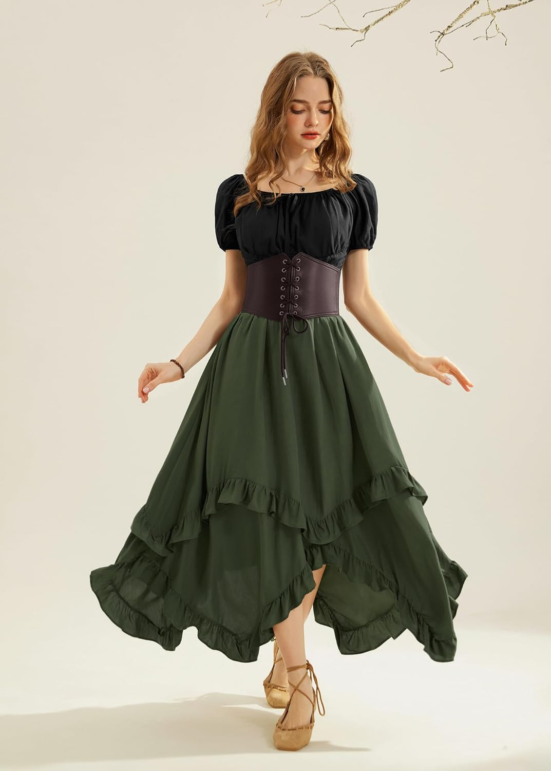 Scarlet Darkness Long Skirts for Women High Waist Renaissance Skirt Maxi Skirt with Pockets - Image 2