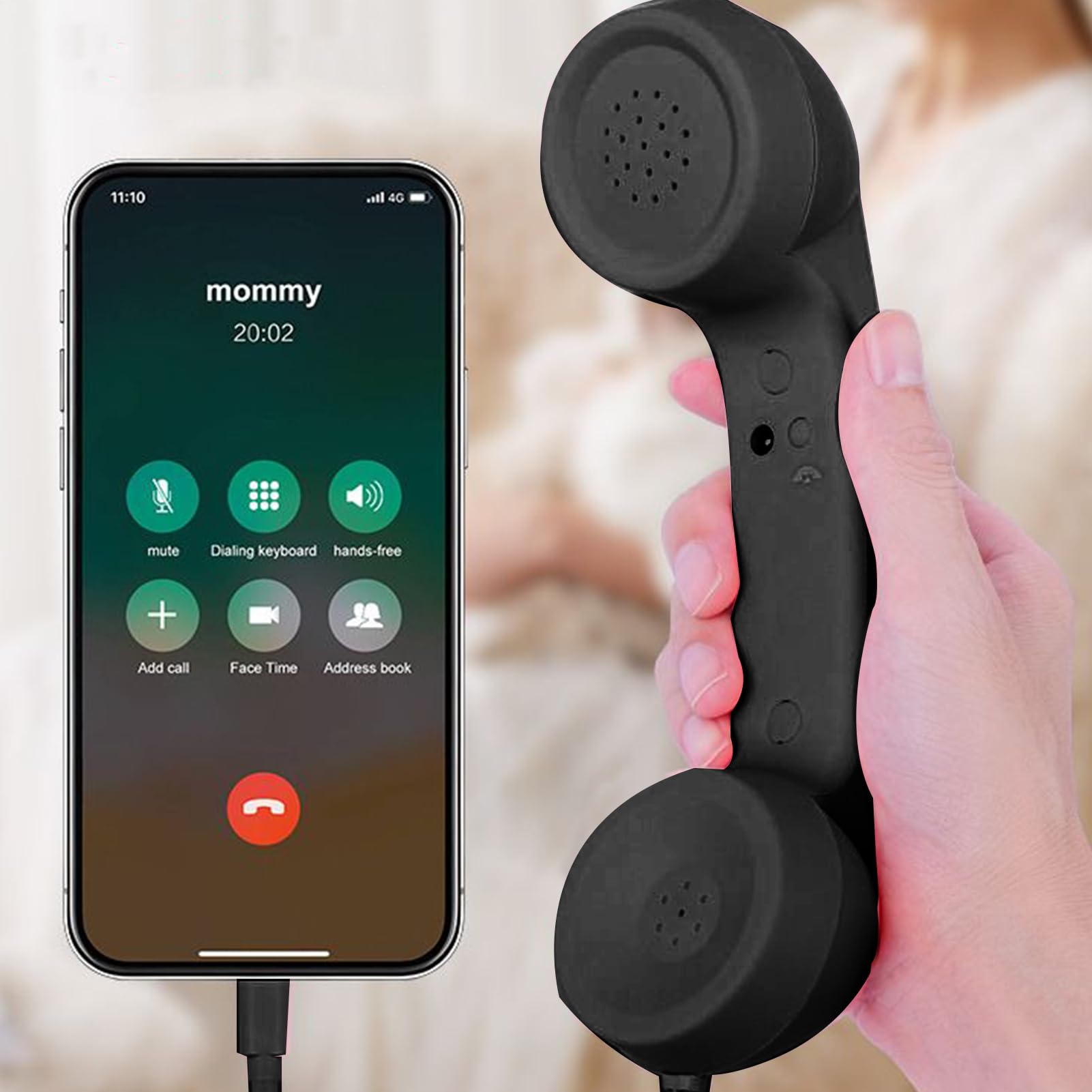 Combiné de téléphone rétro USB C | Récepteur avec microphone | Branchez le combiné de téléphone portable – Pour appels, réunions, travail, ordinateur, ordinateur portable, bureau, maison, école, salon
