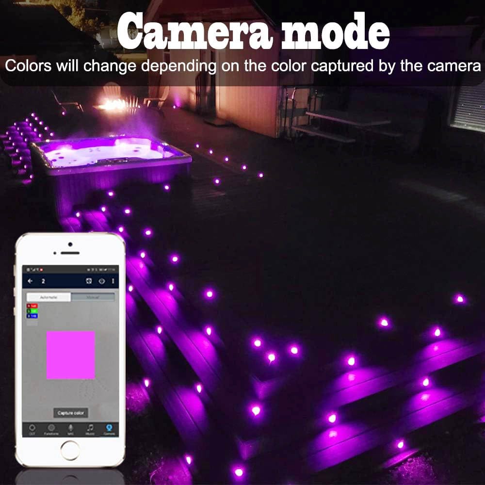 Juego completo de 40 luces LED RGB para empotrar en el suelo, para exteriores, con Bluetooth, 0,6 W, diámetro de 30 mm, IP67, resistentes al agua, para terraza, cocina, jardín