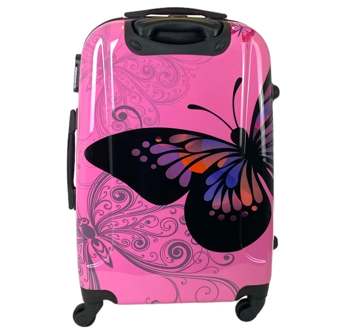 Maleta de Viaje Equipaje para Viajar en avión 4 Ruedas giratorias Estampado Mariposa candado de combinación (Mediana - Rosa)