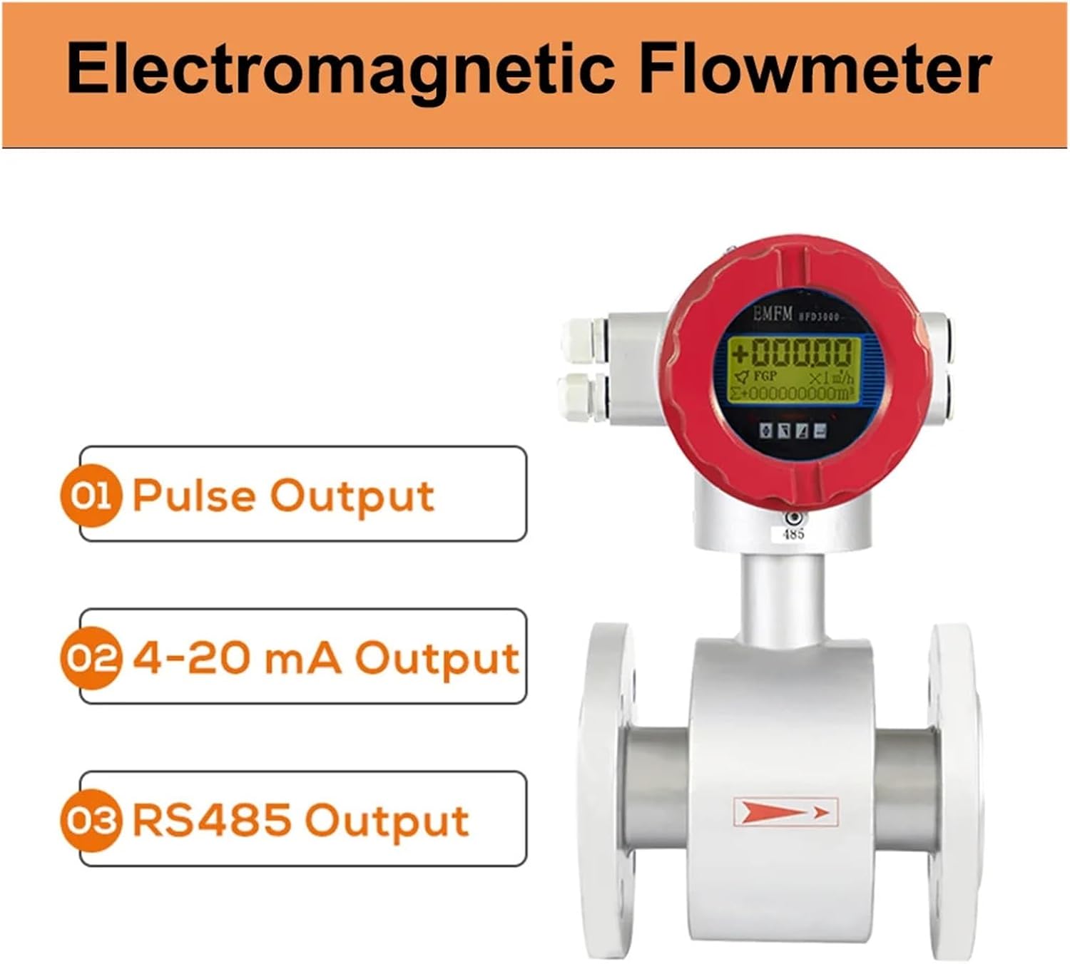 Magnetic Flow Meter Digital Dispaly 4~20mA RS485 River Flowmeters(DN20)