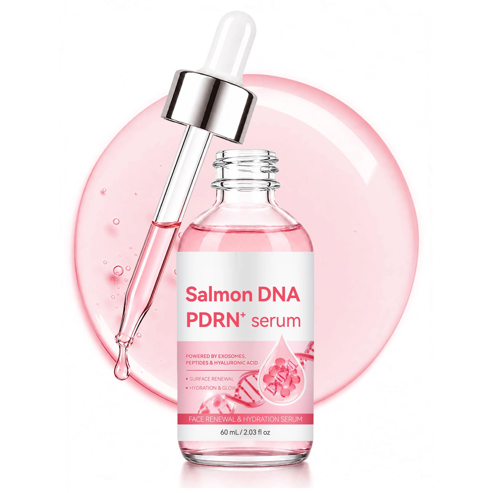 PDRN Pink Peptide Serum with PDRN+, Peptides & Hyaluronic Acid 2.03 fl. oz | Pink Glow Serum for Firm‑Looking, Smooth, Even‑Tone Skin, Ultra‑Light Hydrating Fast‑Absorbing Face Serum for Skin Clarity