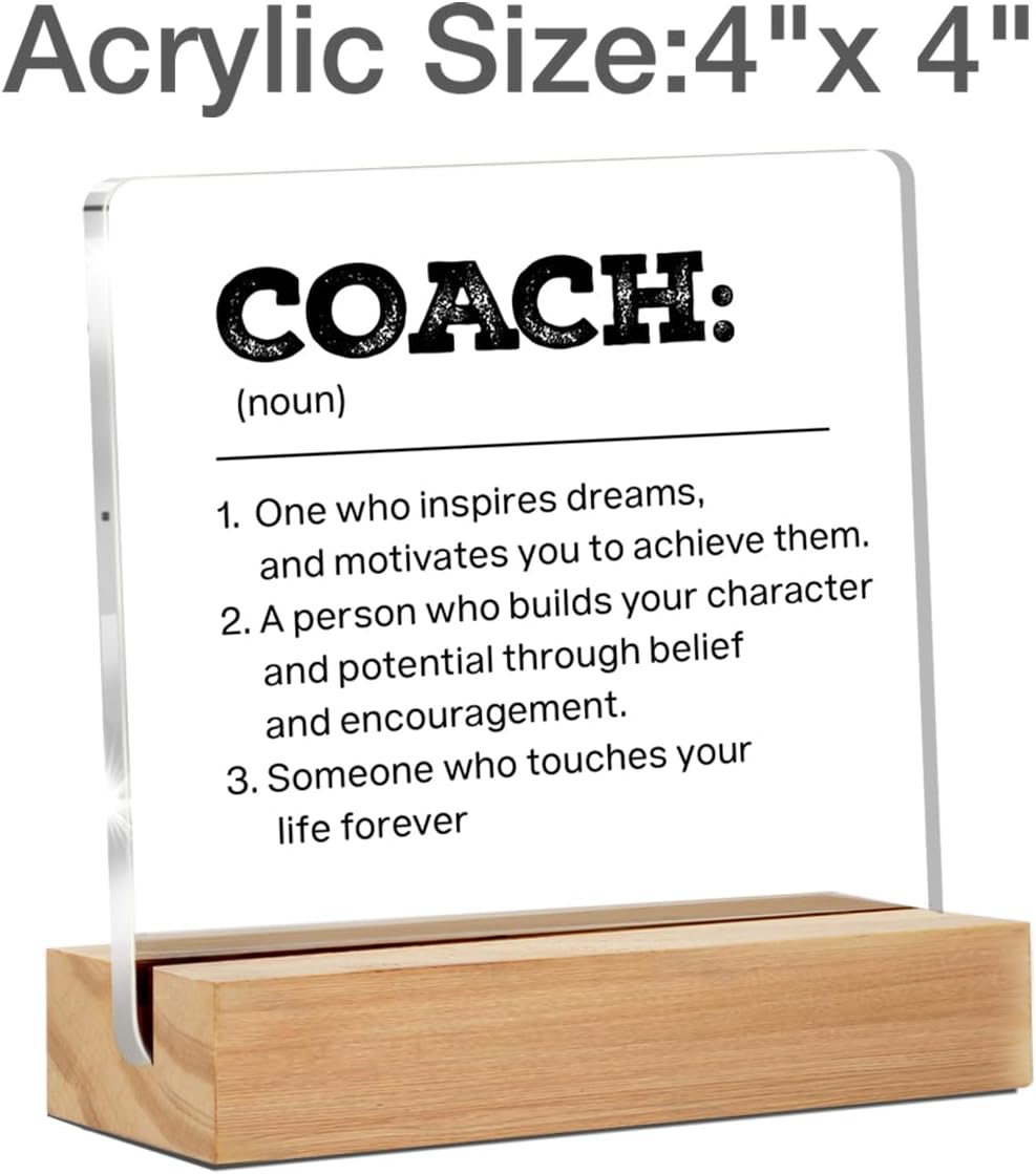 Best Coach Gifts - Thank You Gifts for Coach - Coach Gifts for Women Men - Coach Definition Clear Desk Sign Decor Home Office Desk Decor (4 x 4 Inches) - Image 2