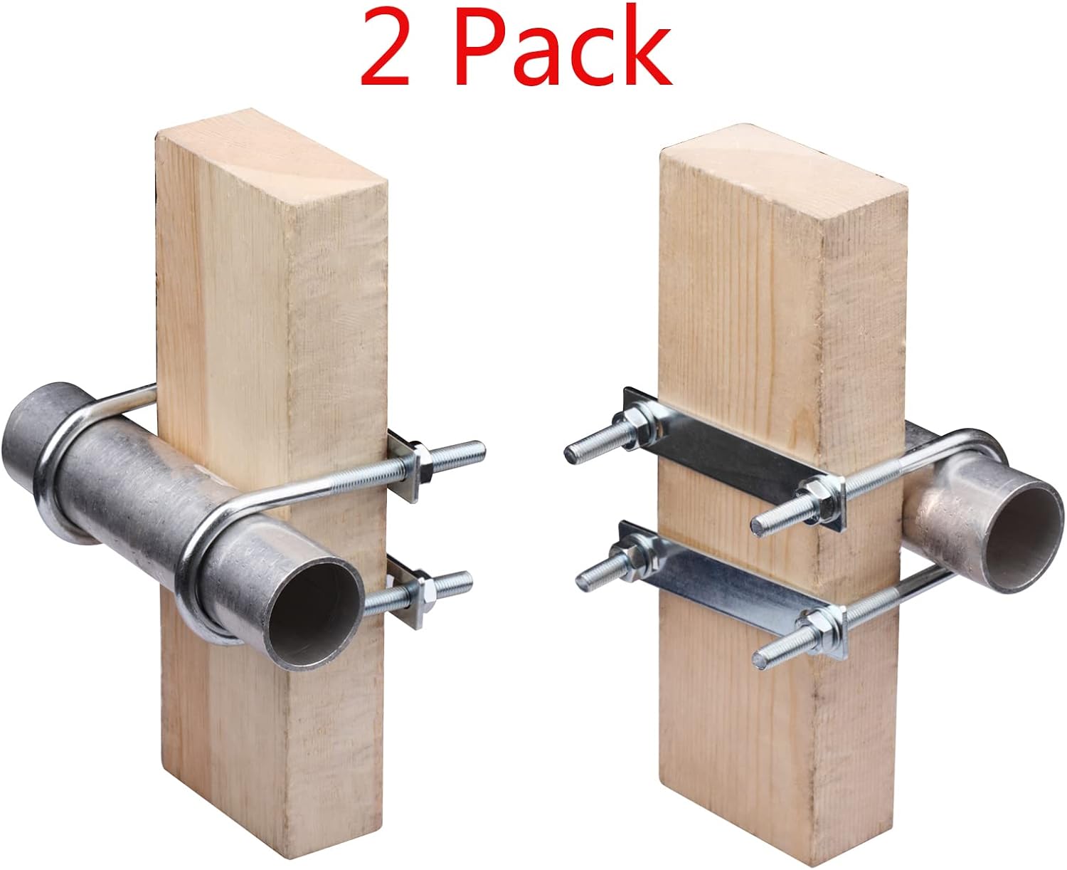 GBGS 2 Pcs Double U Bolt Clamp M10 x 2" x 5-1/2",Round Bend U Bolts Bracket Fits O.D. 2" Tube