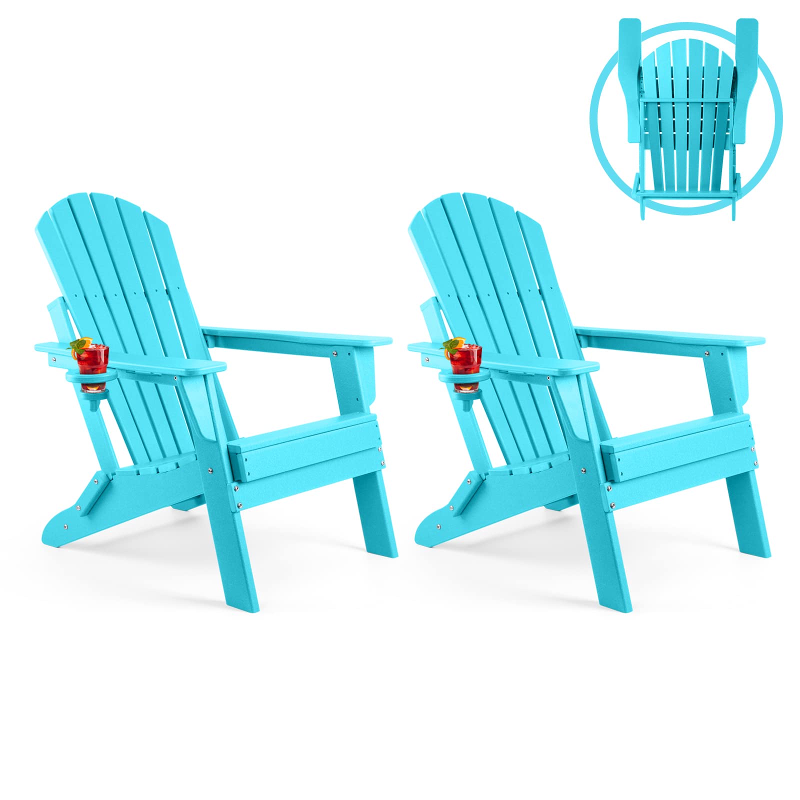 FUNBERRY Oversized Folding Adirondack Chair Set of 2, Fire Pit Chair 400LBS