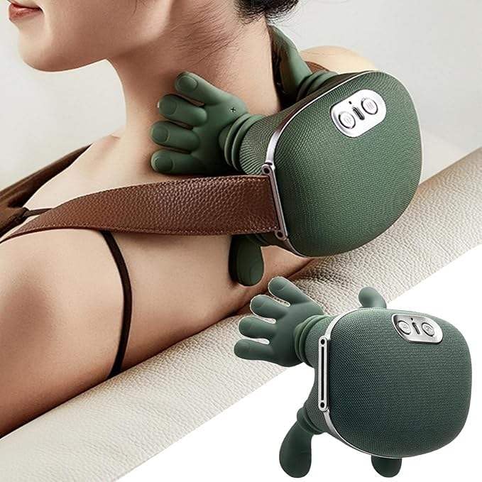 Image of Neck & Shoulder Massager with Heat, Wireless Portable Shiatsu Back Massager, 4D Deep Tissue Kneading Electric Massage Machine, Human Hand Simulation for Neck Pain Relief, Muscle Relaxation Device for Home Office Travel (Green)