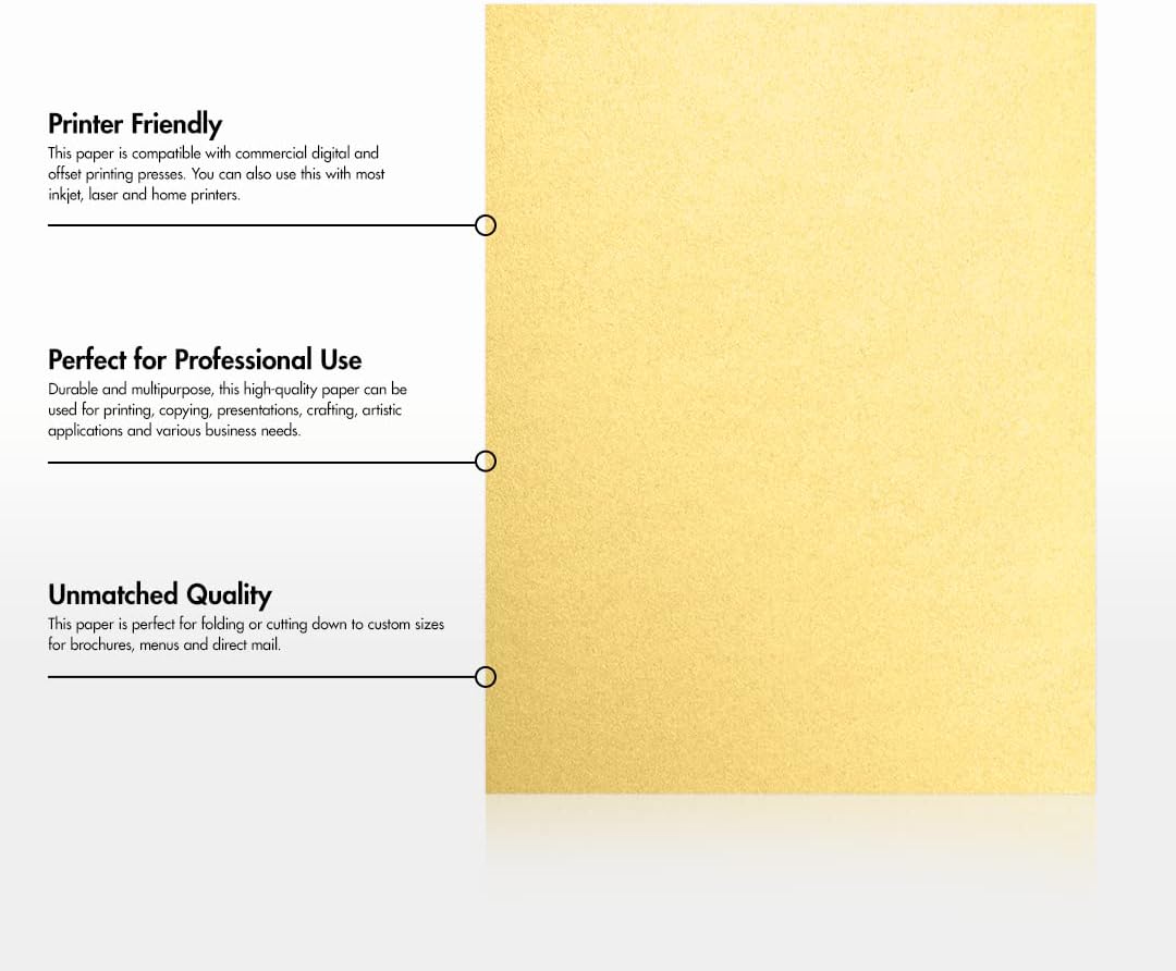 LUXPaper 8.5" x 11" Paper | Letter Size | Gold Metallic | 80lb. Text | 250 Qty