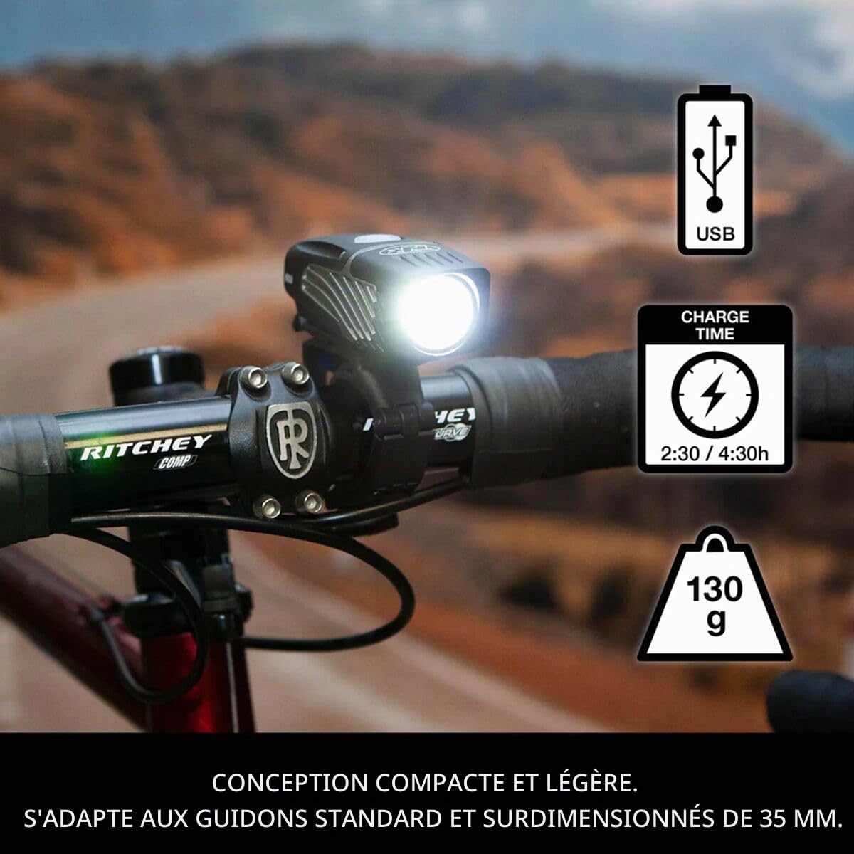 NiteRider Lumina Micro 650 Lumière avant unisexe pour adulte Noir Taille unique