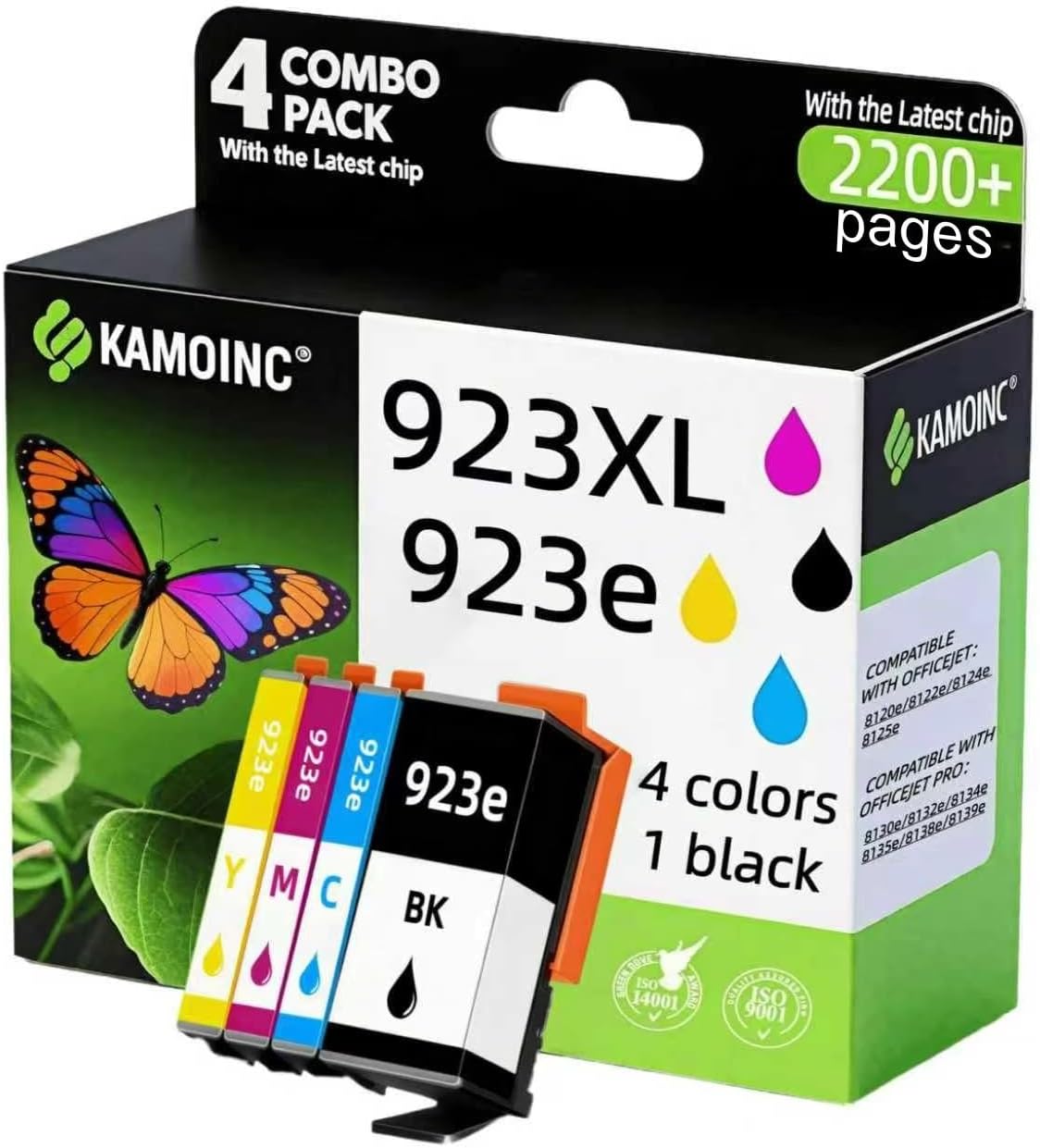 923e 923 Ink Cartridges for HP Printers with Chip Replacement for HP 923XL Ink Cartridges Combo Pack for OfficeJet Pro 8135e 8130e 8139e 8138e 8122e 8120 8124e 8125e 8130 8132e 8134e Printer (4Pack)