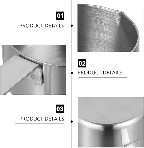Miniatura 7 de Hemoton Mini sartén, calentador de mantequilla de acero inoxidable con boquilla de vertido, mini olla calentadora de leche, olla de fusión de