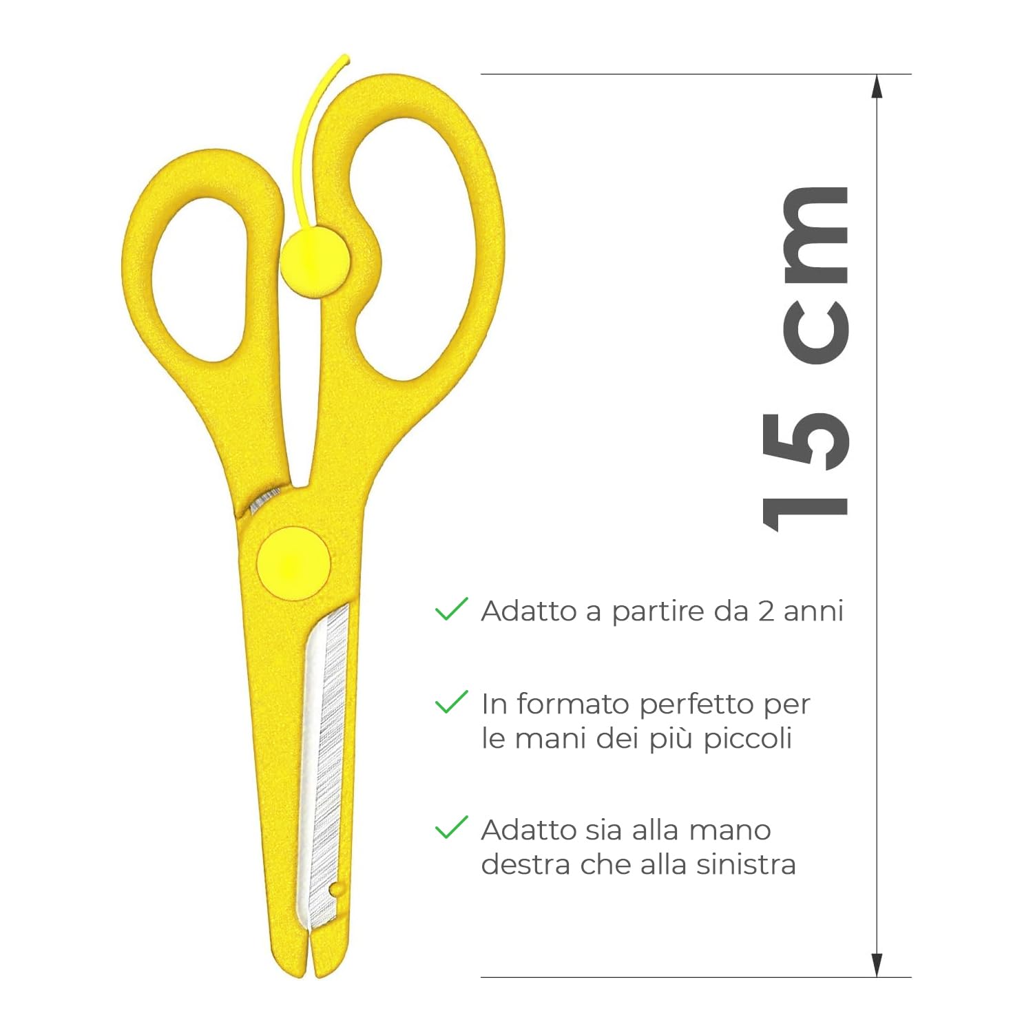 Enid Store Forbici per Bambini con Dispositivo di Sicurezza | Gialle con Lama in Metallo e Rivestimento in Plastica | da 1 Anno di Età in su