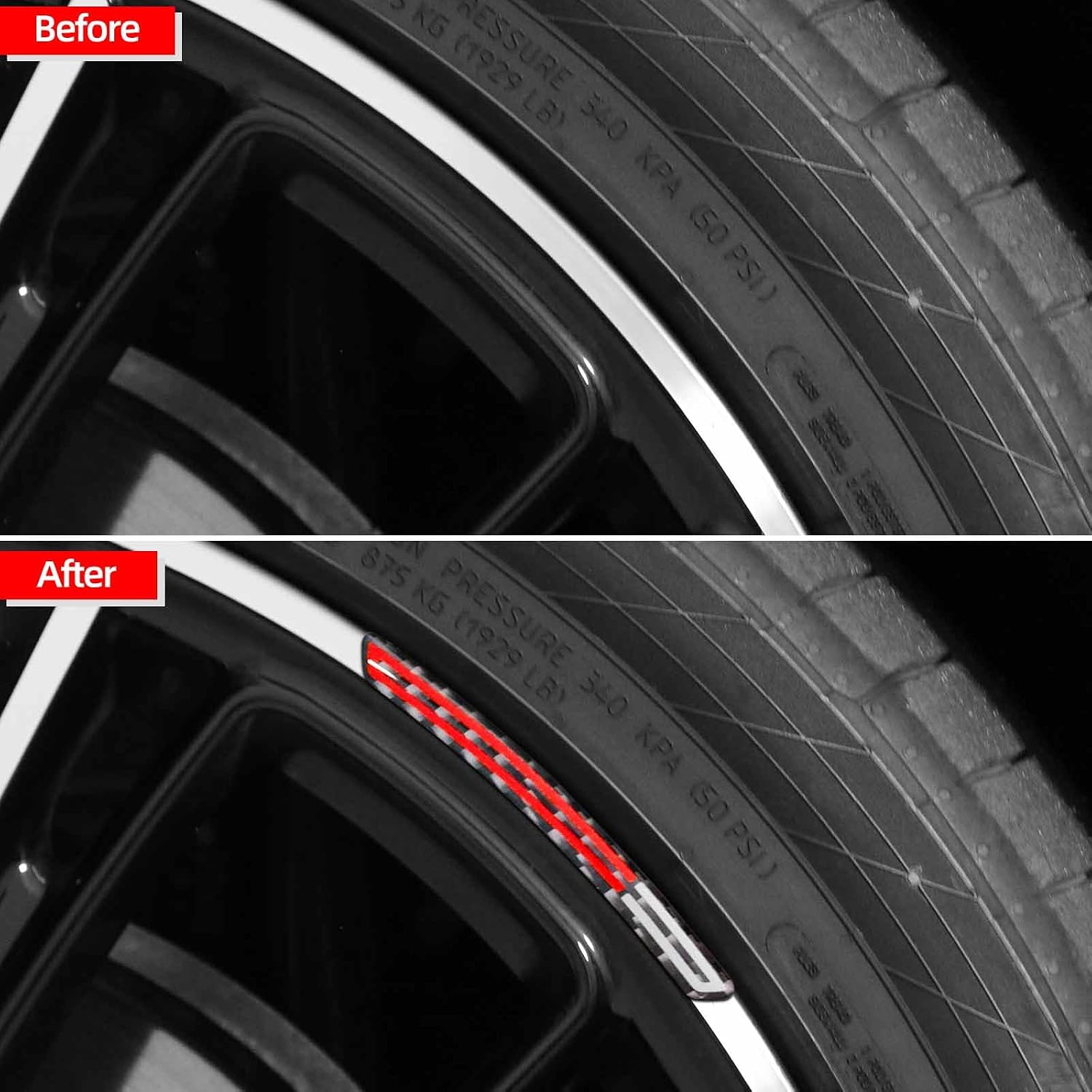 BETTERHUMZ Car Wheel Well Arch Sticker, Real Carbon Fiber Car Wheel Stripe Reflective Stickers Compatible with Tesla Model 3 Highland Model Y Model S Model X 2023 2024 2025 Exterior Accessories