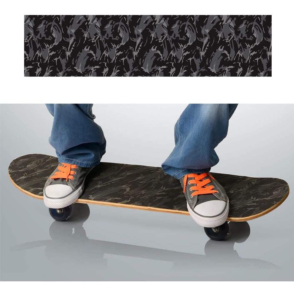 Nastro Antiscivolo per Skateboard, 115 x 27 cm, Autoadesivo, Antiscivolo, Anti-bolle d'aria, per Longboard, Scale, Scooter, Mimetico