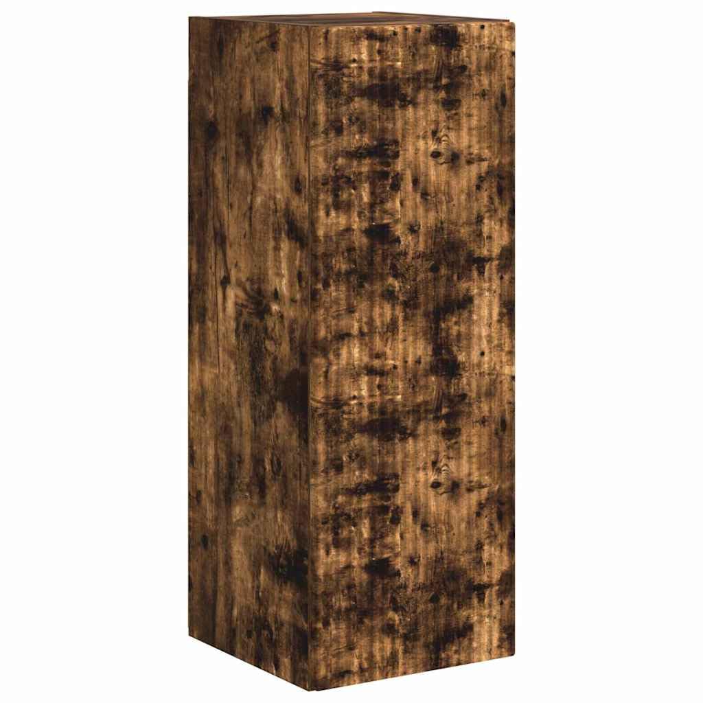 Set 2 Mobili TV da Parete RovereFumé Legno Ingegnerizzato | Consolle sospesa salvaspazio per il soggiorno con ante a ribalta e ripiani interni per organizzare i dispositivi.
