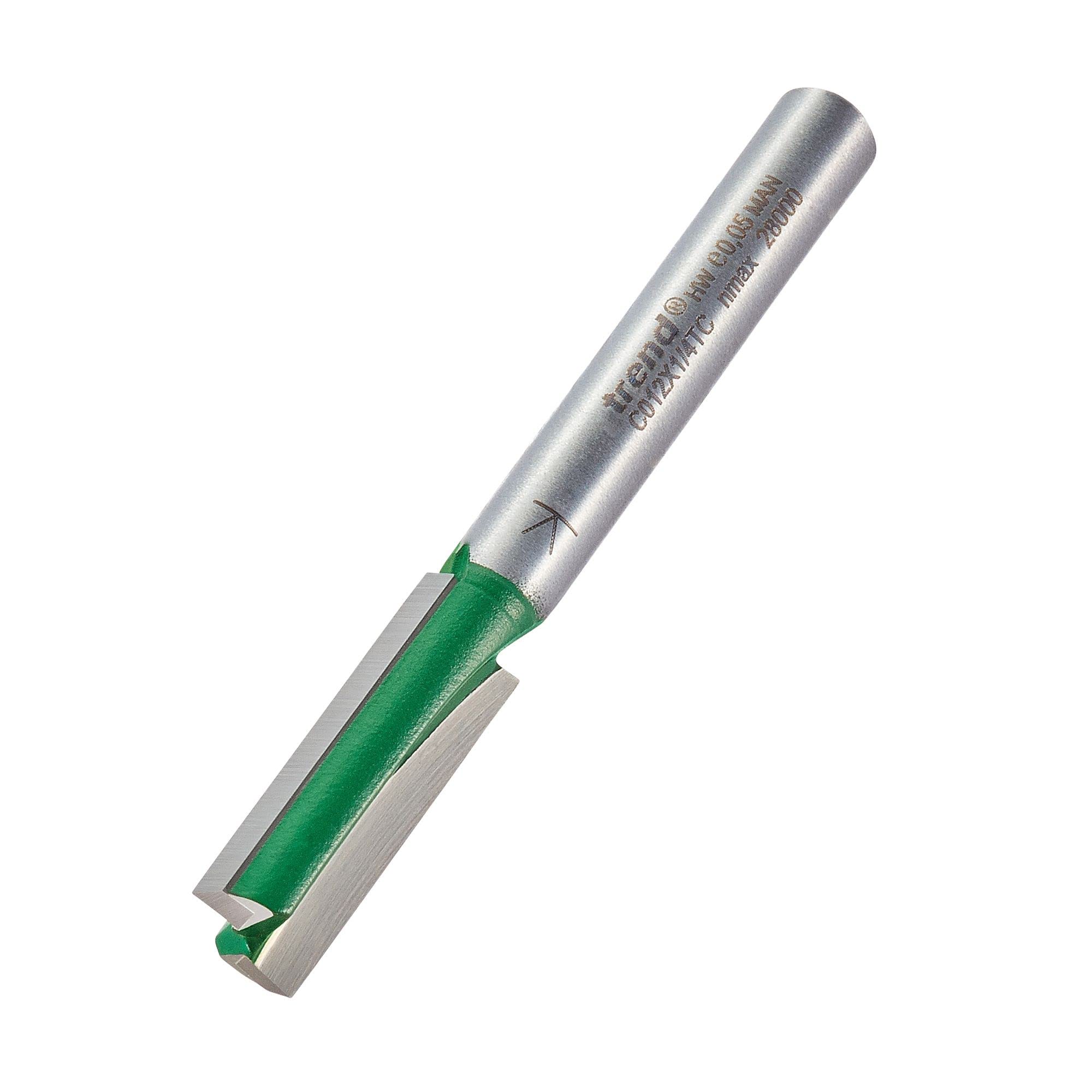 Trend CraftPro Straight Two Flute Router Cutter Bit, 1/4 Inch Shank, 7.9mm Cut Diameter & 25.4mm Cut Length