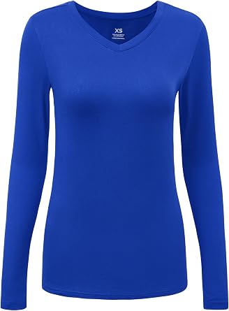 COZYFIT Womens Underscrub Tee Comfort V-Neck Long Sleeve Undershirt with Soft & Easy Care Fabric