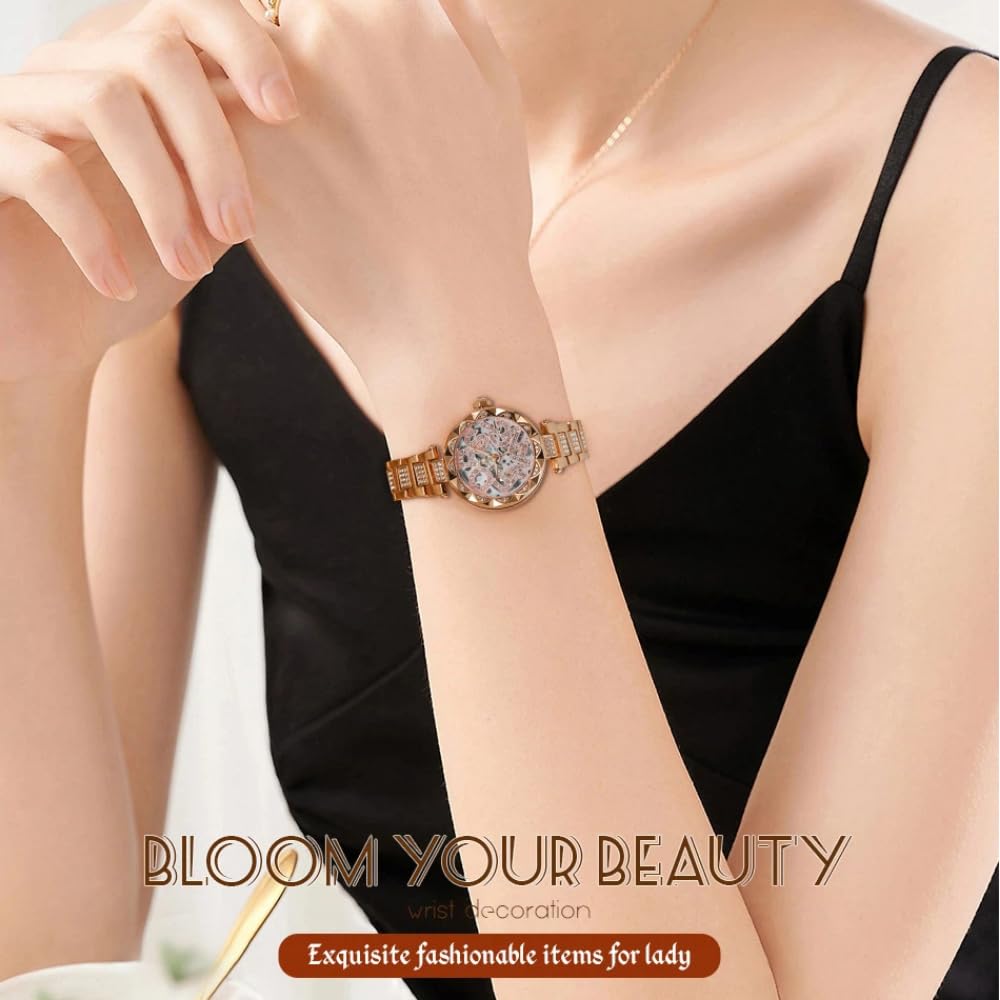 Bling strass scava fuori orologio meccanico automatico per le signore unico scheletro design impermeabile in acciaio inossidabile donne eleganti orologi diamante