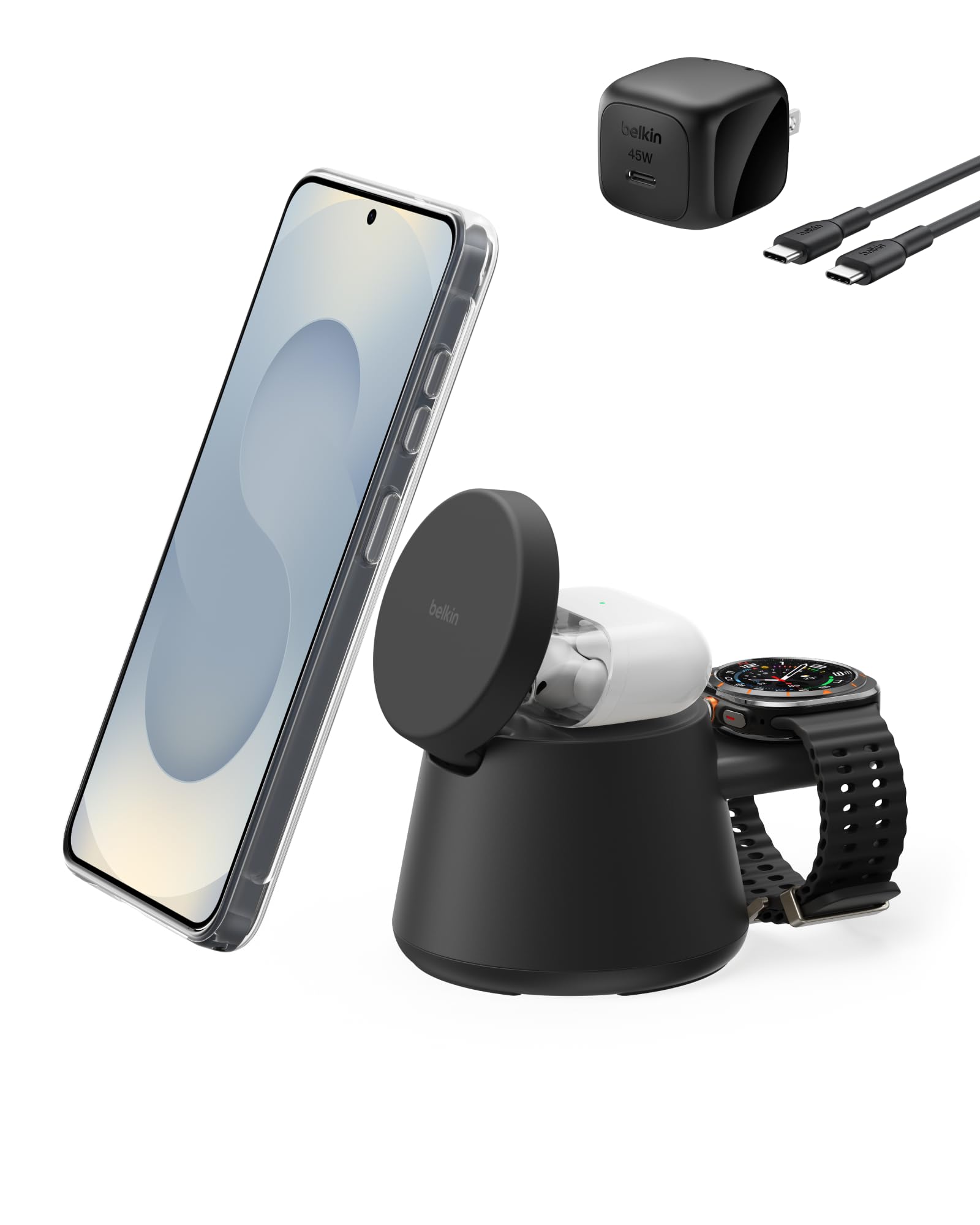 Belkin Qi2 25W ワイヤレス3in1充電スタンド Amazon.co.jp: Belkin Qi2認証 25W 3in1 ワイヤレス充電スタンド