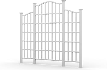 Vita Regency Vinyl Trellis 107 L x 95 H White Privacy Screen for Climbing Plants & Vines, BPA & Phthalate-Free PVC, Durable Outdoor Lattice, Easy Installation, Garden Decor