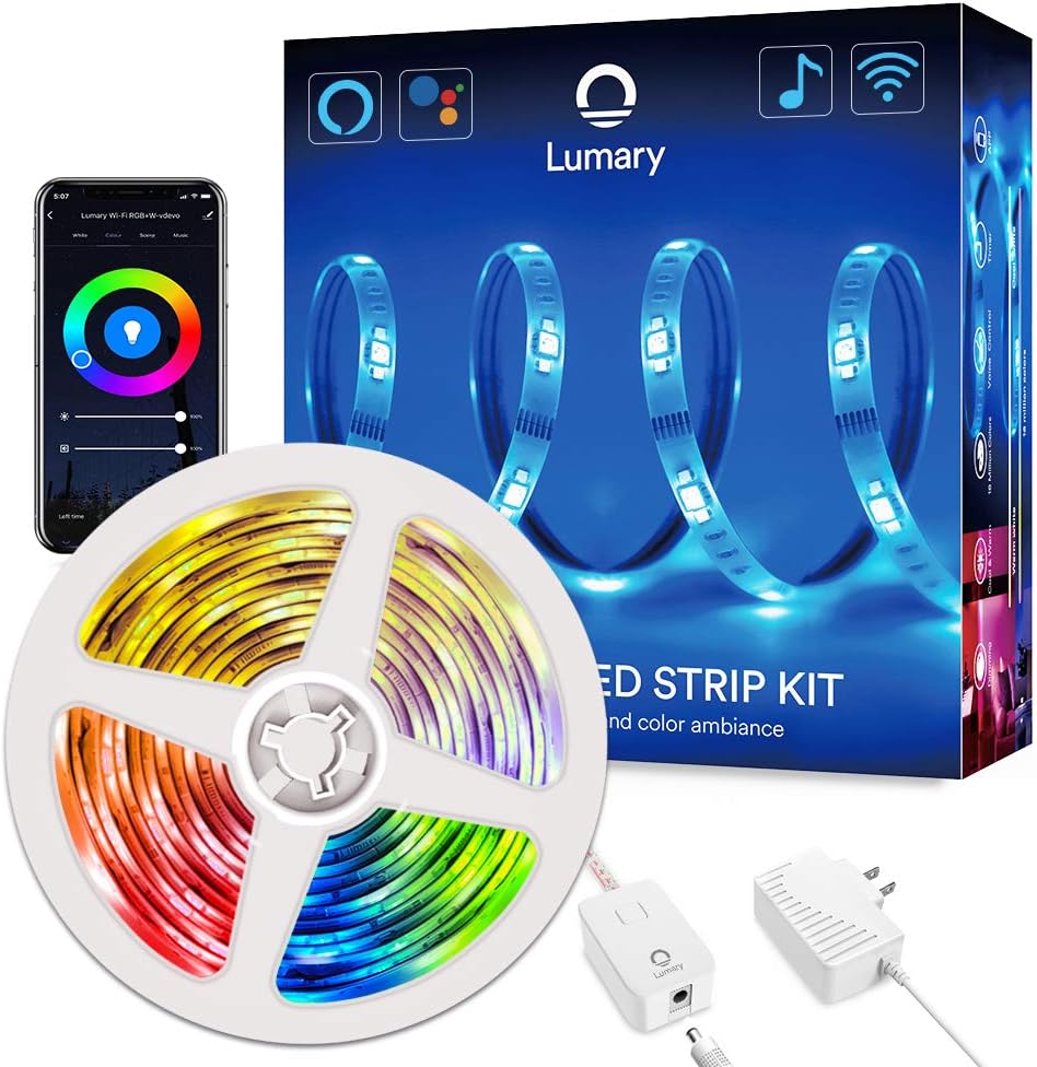 LED Strip Lights 16.4Ft/5M - Lumary Smart WiFi LED Rope Lights Color Changing RGBWW LED Lights Compatible with Alexa/Google Home for Party Home, Bedroom, DIY Decoration