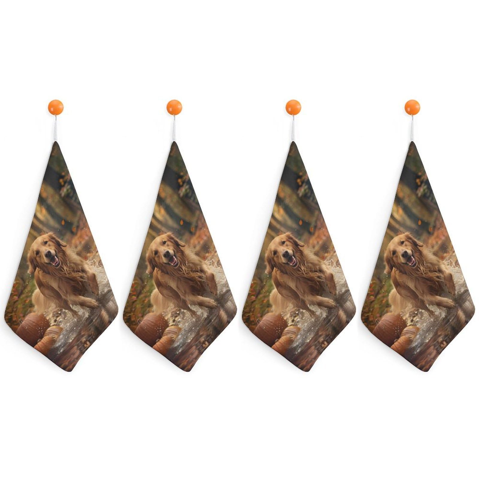 CGSBNGHA Pumpkin Thanksgiving Halloween Retriever Dog Hand Towel Hanging Face Towels Cleaning Cloths Handkerchief for Bathroom Kitchen