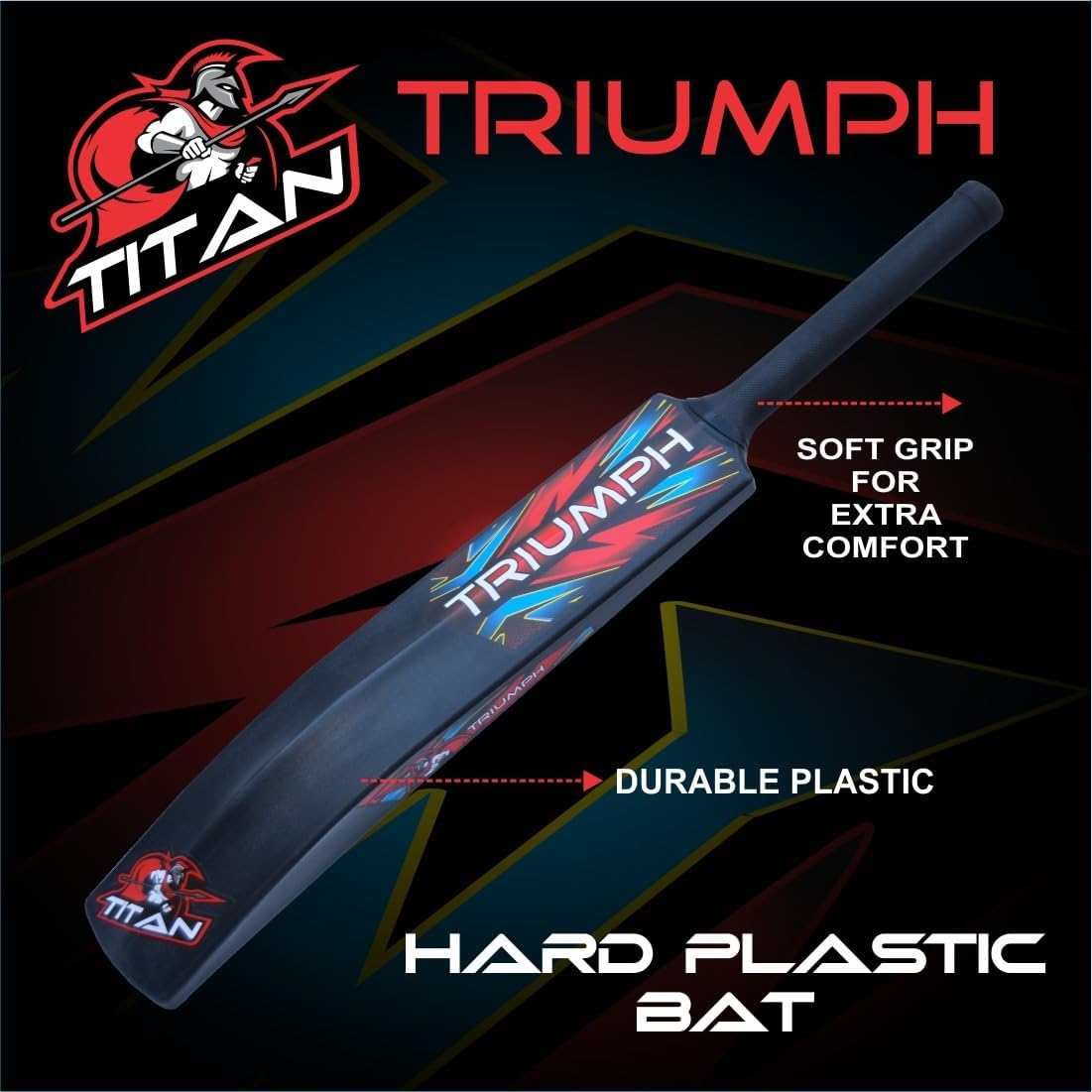 Cricket Full Size Bat for All Age Groups - PVC/Plastic Bat for Tennis & Wind Balls