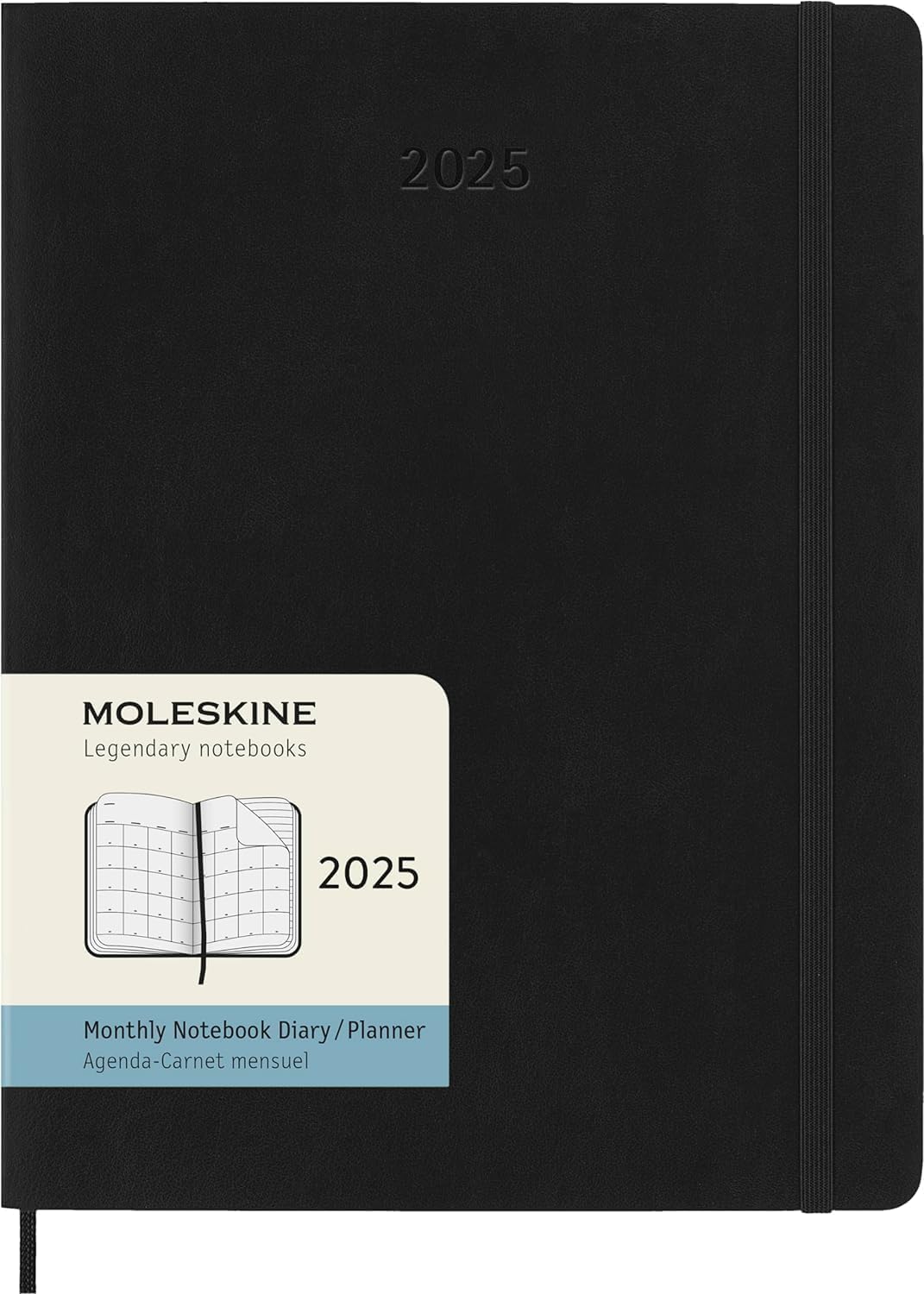 2025 Planner, XL Soft Cover, 128 pages, Black - Monthly, 7.5 x 9.75 inches