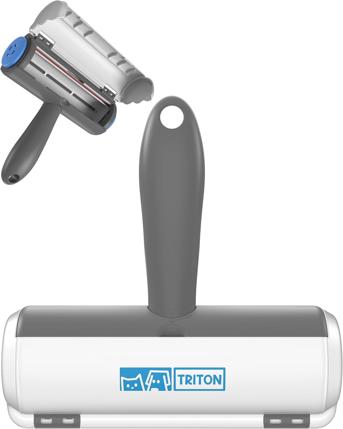 Triton Pet Hair Removal Tool w/Fur Trapping Compartment and Detachable Handle, 60% Smaller Storage Size, Reusable Shedding Roller, Cat and Dog Hair Remover for Car, Furniture, Carpet (Gray/White) Triton Pet Hair Removal Tool w/Fur Trapping Compartment and Detachable Handle, 60% Smaller Storage Size, Reusable Shedding Roller, Cat and Dog Hair Remover for Car, Furniture, Carpet (Gray/White)