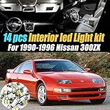 14Pc Super White 6000k Car Interior LED Light Bulb Kit Pack Compatible for 1990-1996 Nissan 300ZX