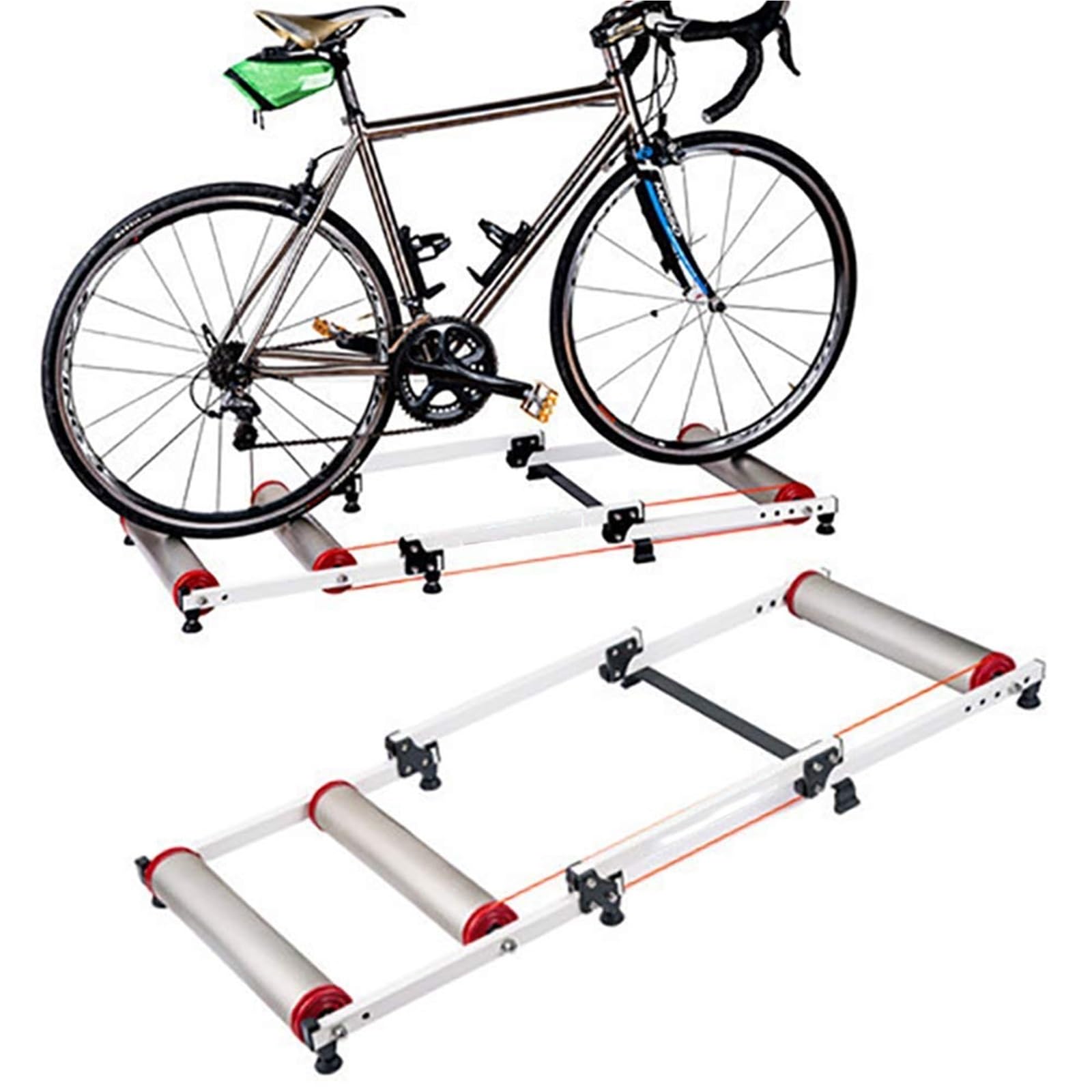 Fahrradrollentrainer für den Innenbereich, faltbare Aluminium-Legierung, mit parabolischem Design für Stabilität und versiegelte Lager, perfekt für MTB und Rennräder
