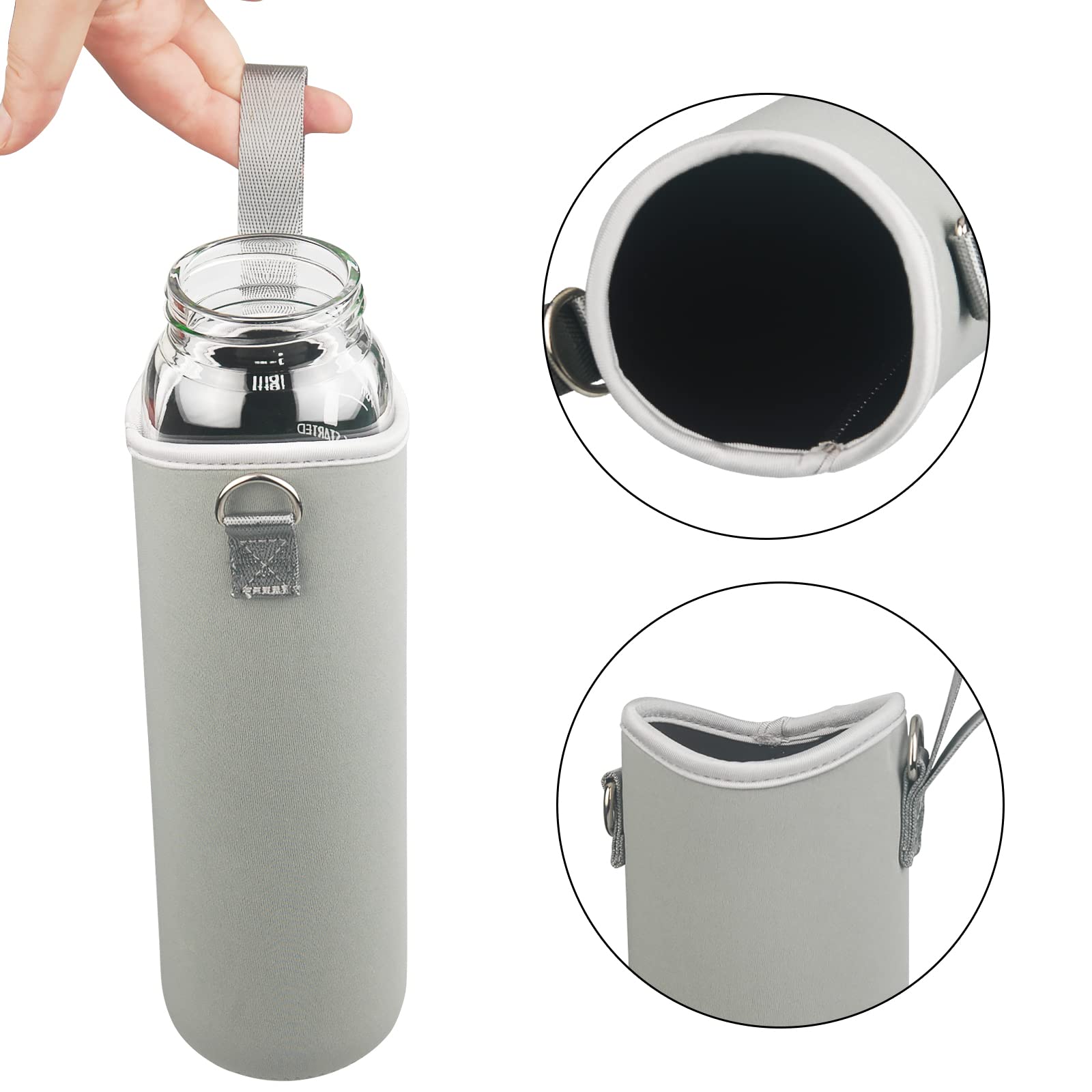 Homaisson Glas-Wasserflasche 1,8l Mit Strohhalm & Griff – Weithalsig & Inklusive Reinigungsbürsten