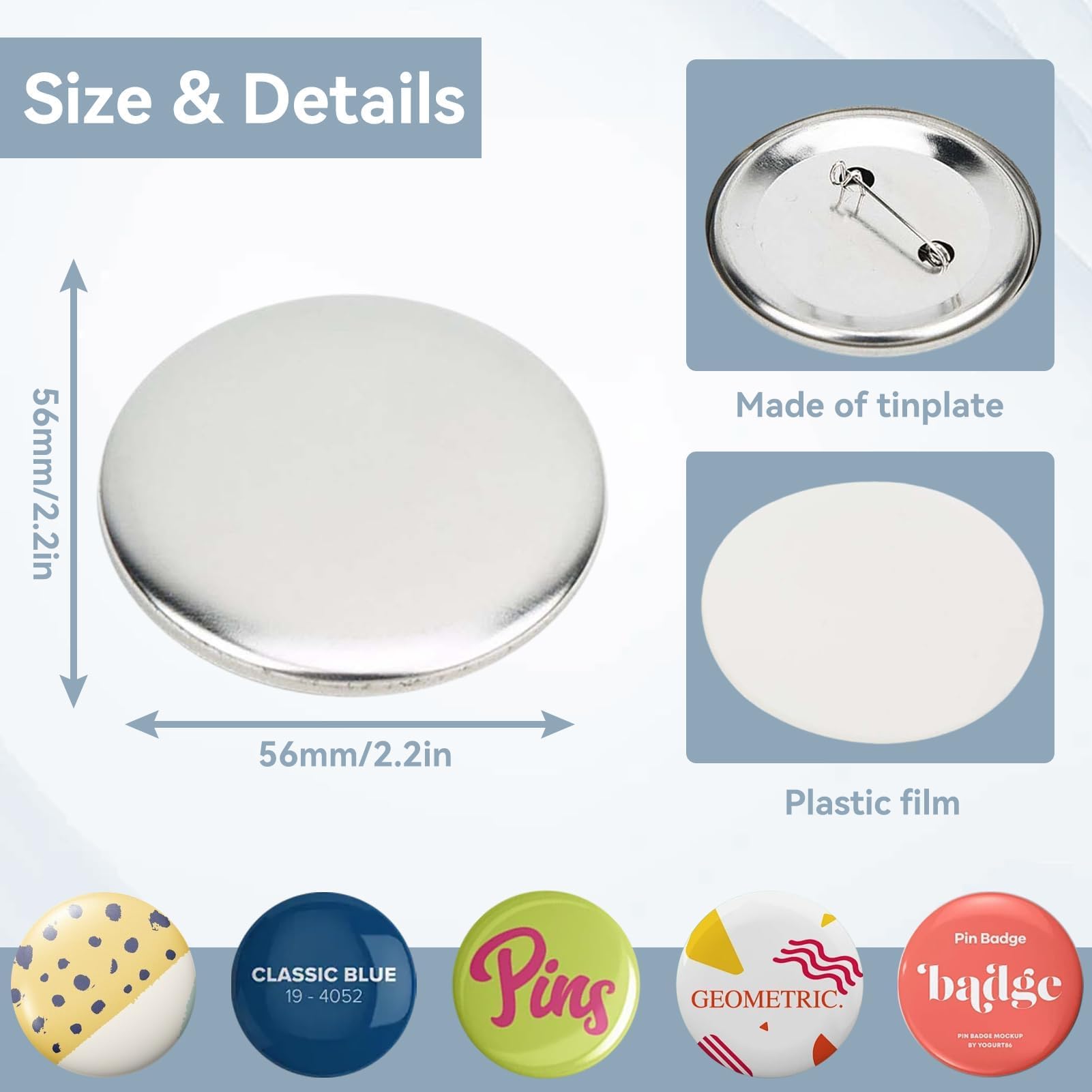 20 Boutons Vierges Blancs 75 Mm Avec épingle - Pour Sublimation Ou Personnalisation - Projets DIY, Badges