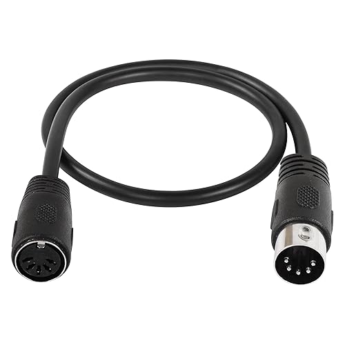 SinLoon Cable de extensión MIDI Din de 20 pulgadas, MIDI 5 pines DIN macho a hembra Audio MIDIat Cable adaptador para teclado MIDI (sintetizador,
