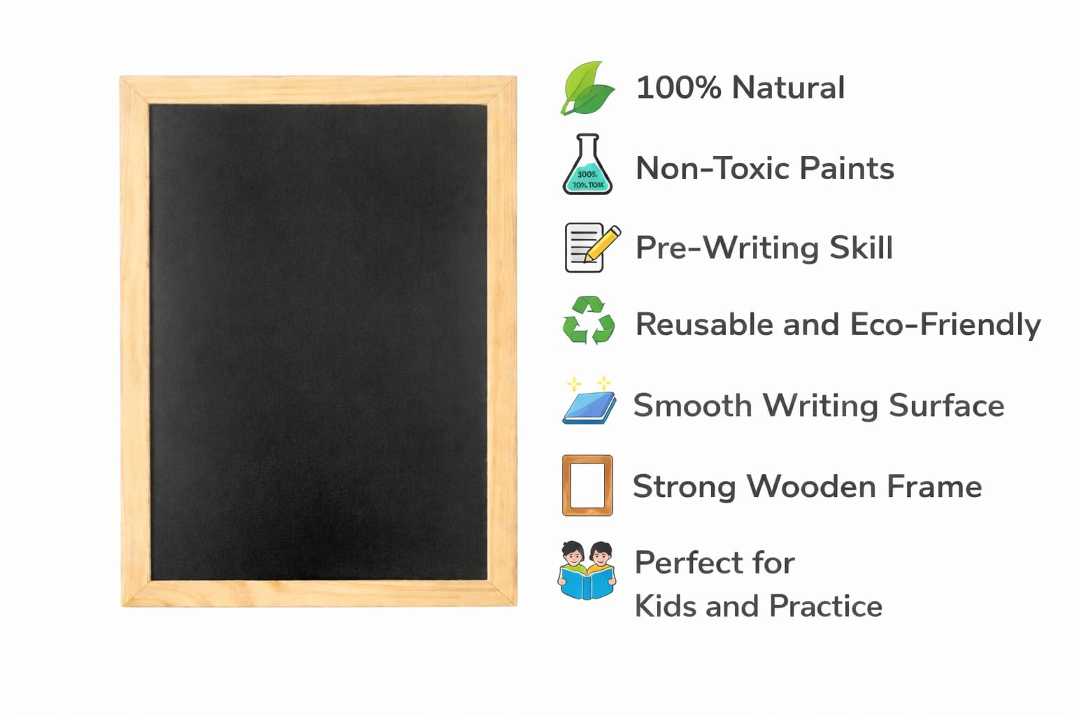 YAJNAS Black Board for Kids | Wood - Double Sided Blackboard Slate | Pre-Writing Toys | Educational Kids Toys | Heavy Duty Slate Chalk Boards with Frame 9x11 Inch (23x28 cm) 1