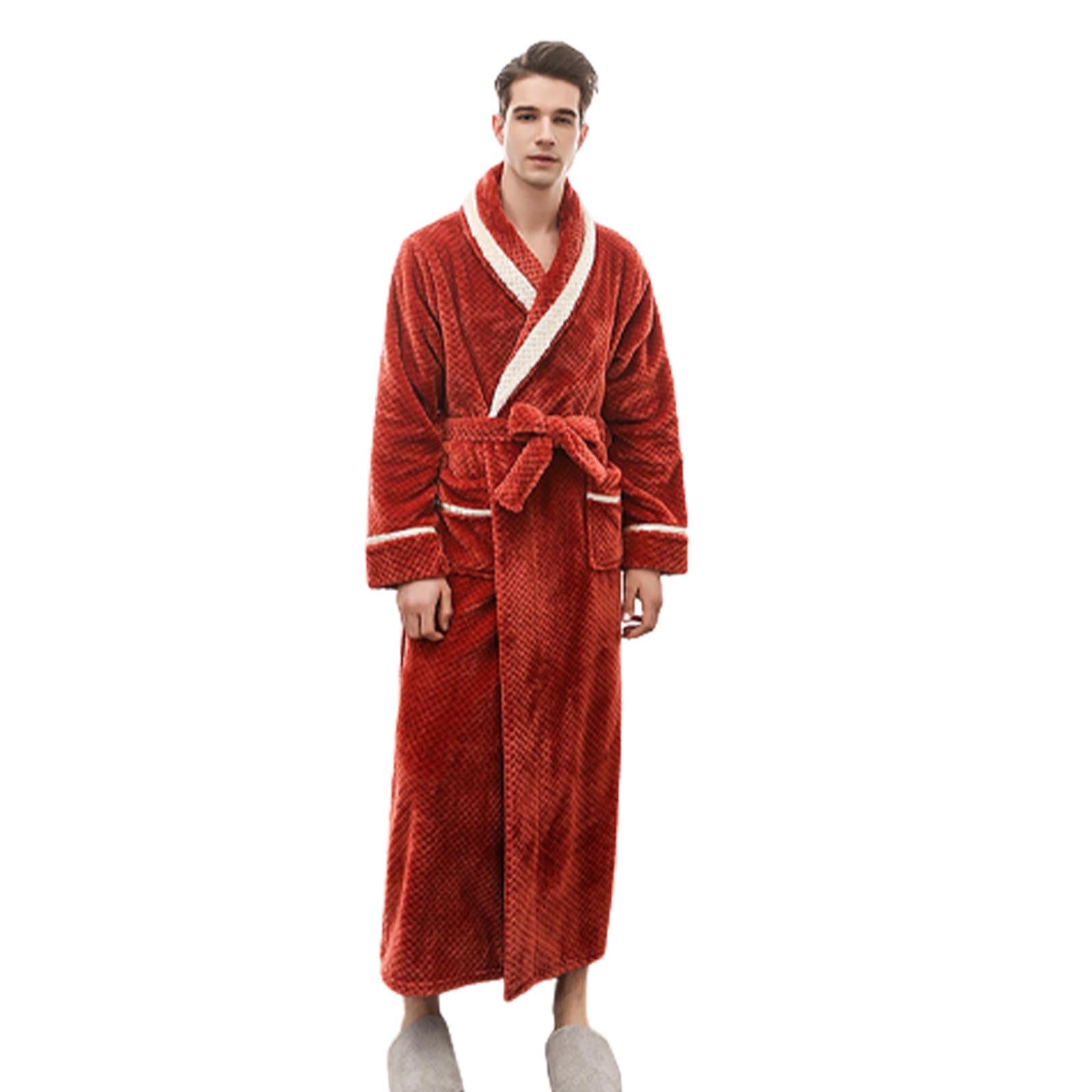 Genérico Pijama Hombre Largo - Albornoz De Franela Extra Largo Y Grueso para Hombre Ropa De Dormir De Talla Grande para Parejas Pijamas Hombre Invierno Talla Grande