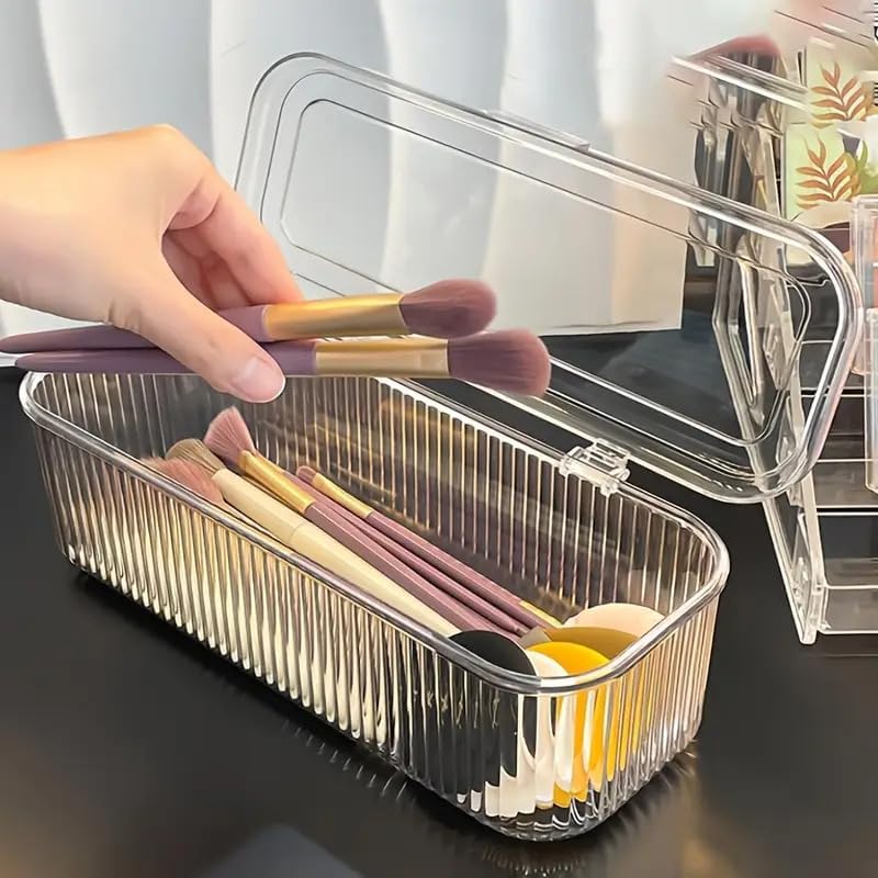 SR Makeup Organizer Box | Flip Top Lid, Portable Countertop Cosmetic Storage for Brushes, Lipsticks, Hair Bands - Dust-Proof Sealed Container for Beauty Products-image-32