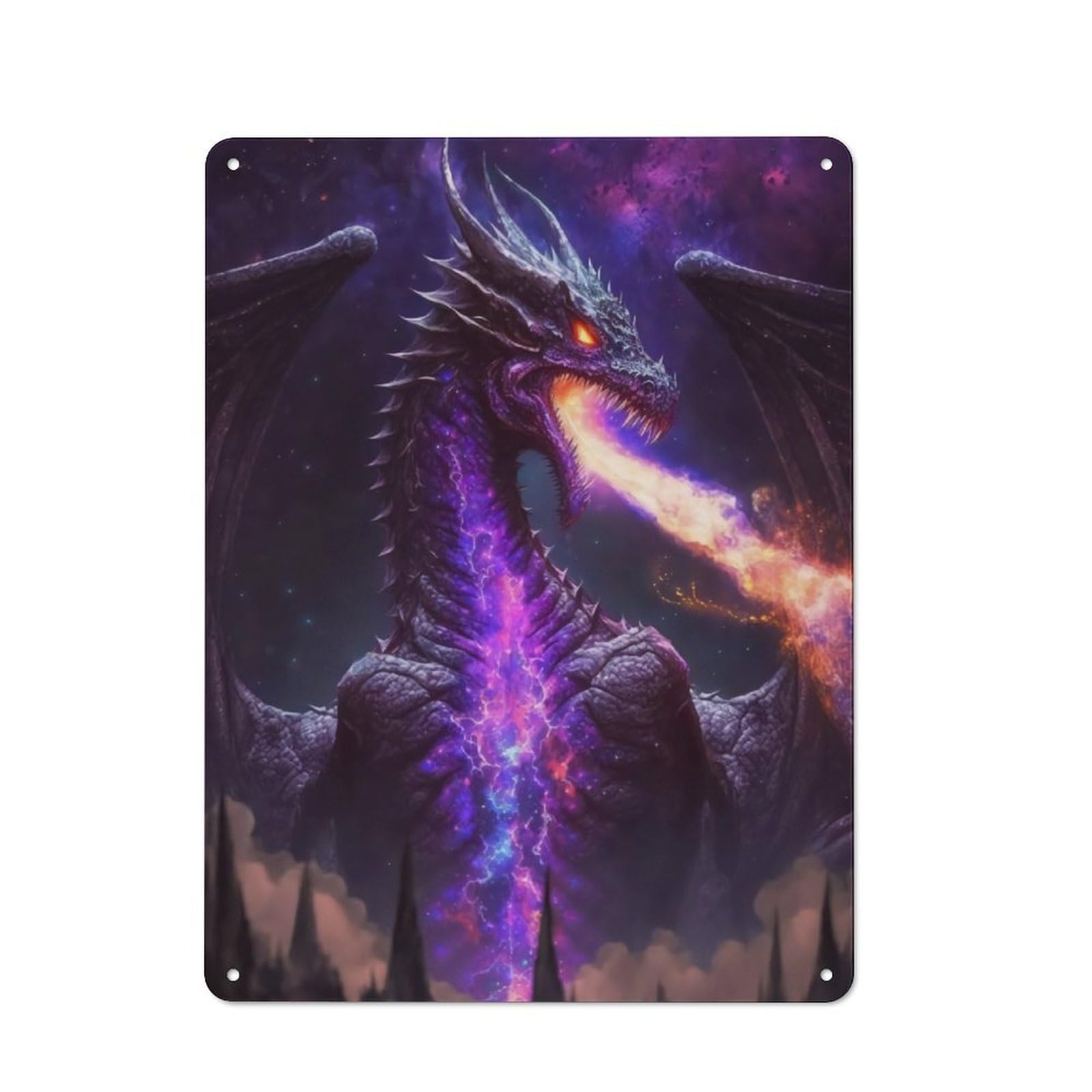Junmoney The Cosmic Dragon King Metal Wall Sign 40X30cm, Rustic Decor For Hallway Wall, For Metal Sign Collectors, For Garage And Workshop Walls